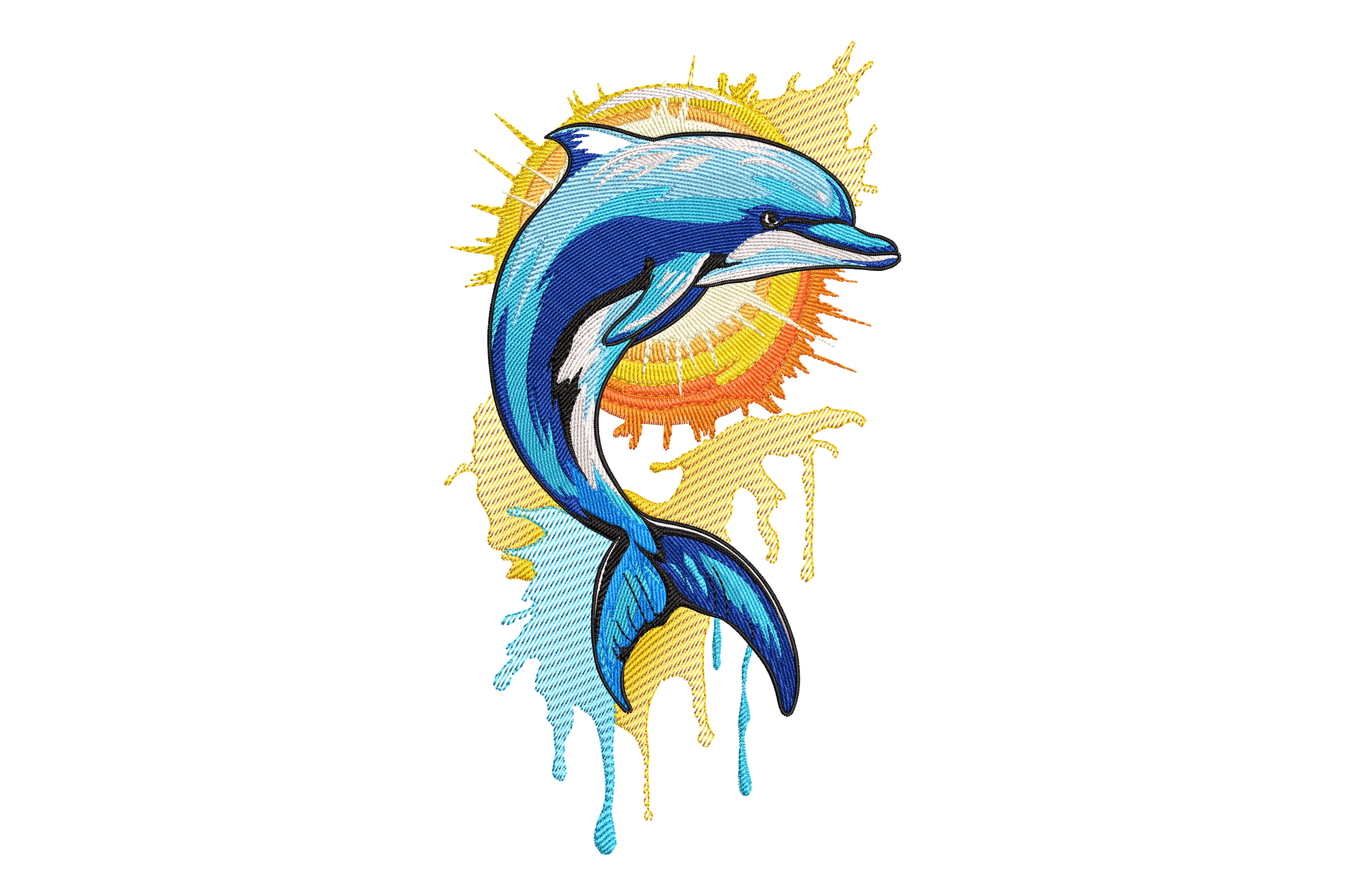 Dolphin Jumping Embroidery Design