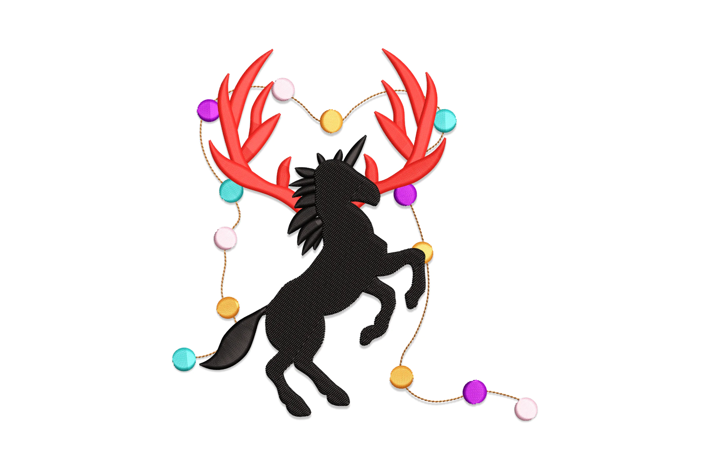 Horse with Deer Antlers Embroidery File