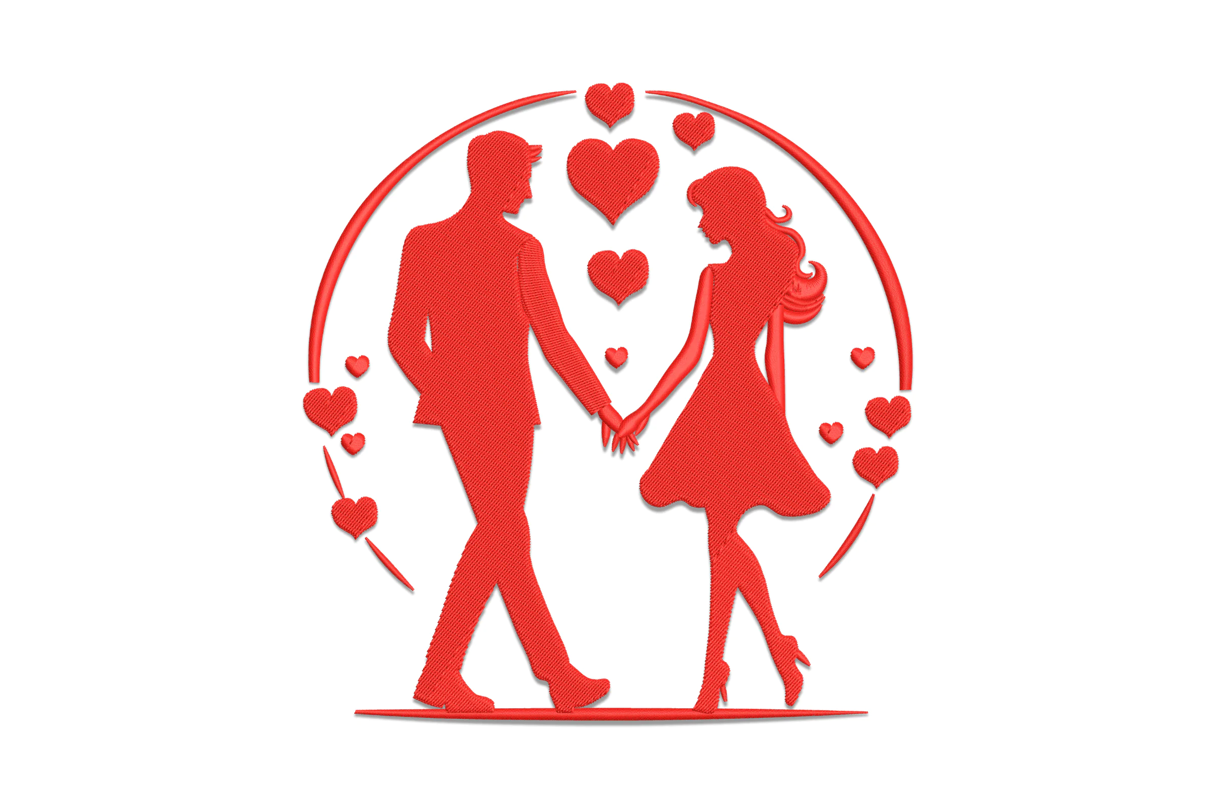 Valentine's Day Couple Embroidery Design File