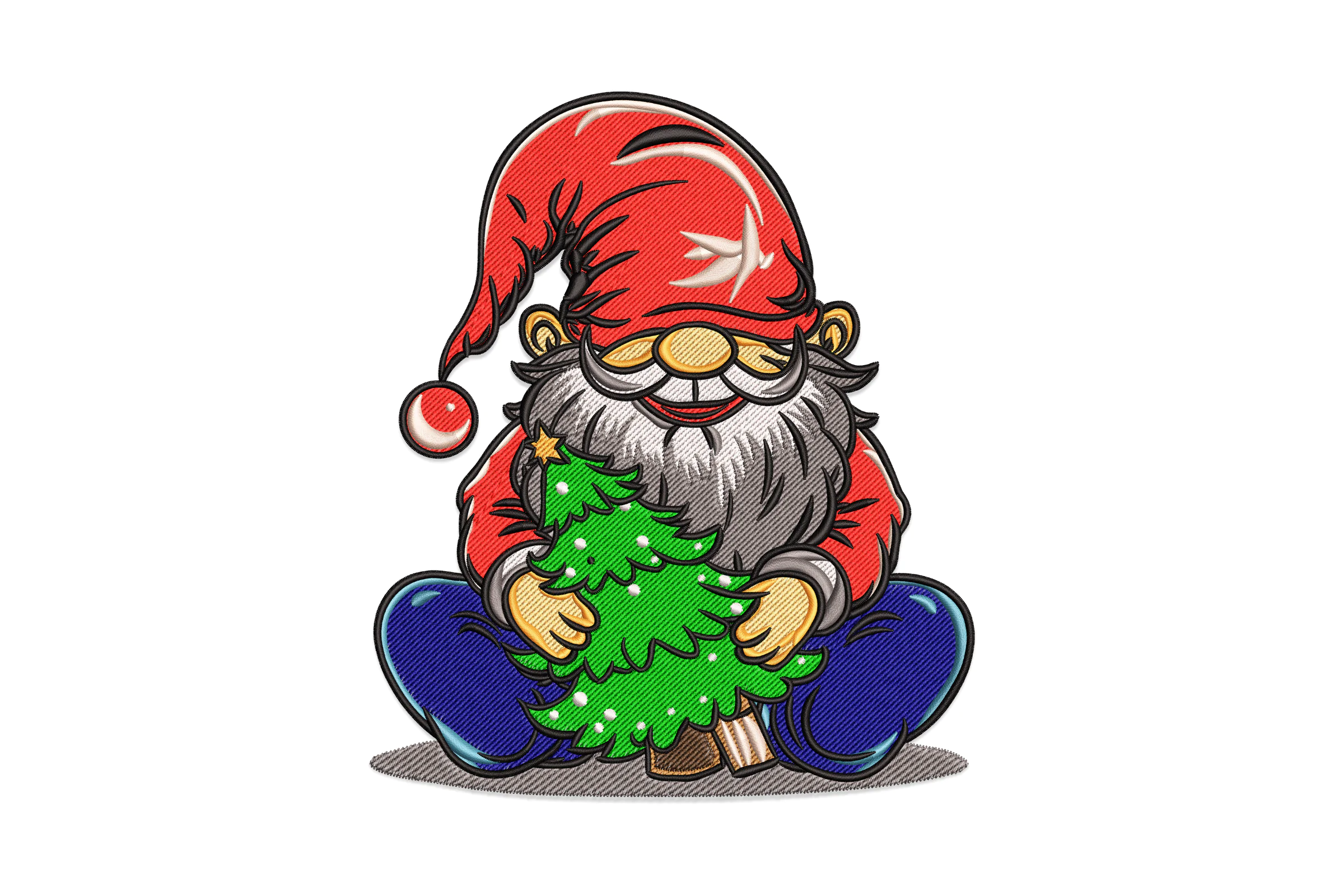 Gnome with a Christmas Tree Embroidery Design