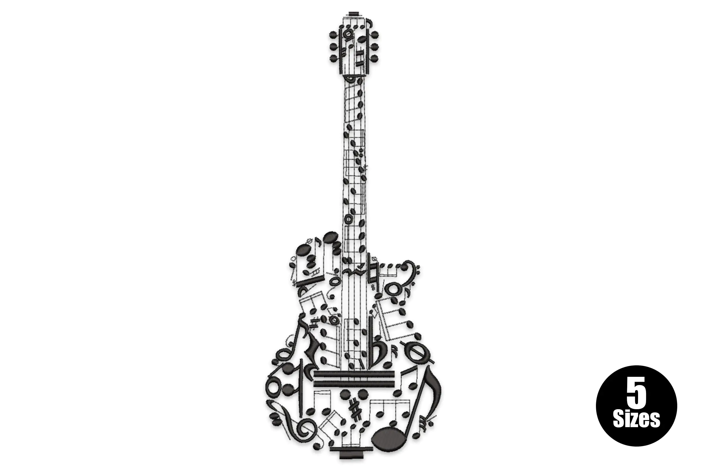 Guitar Music Notes Embroidery Design