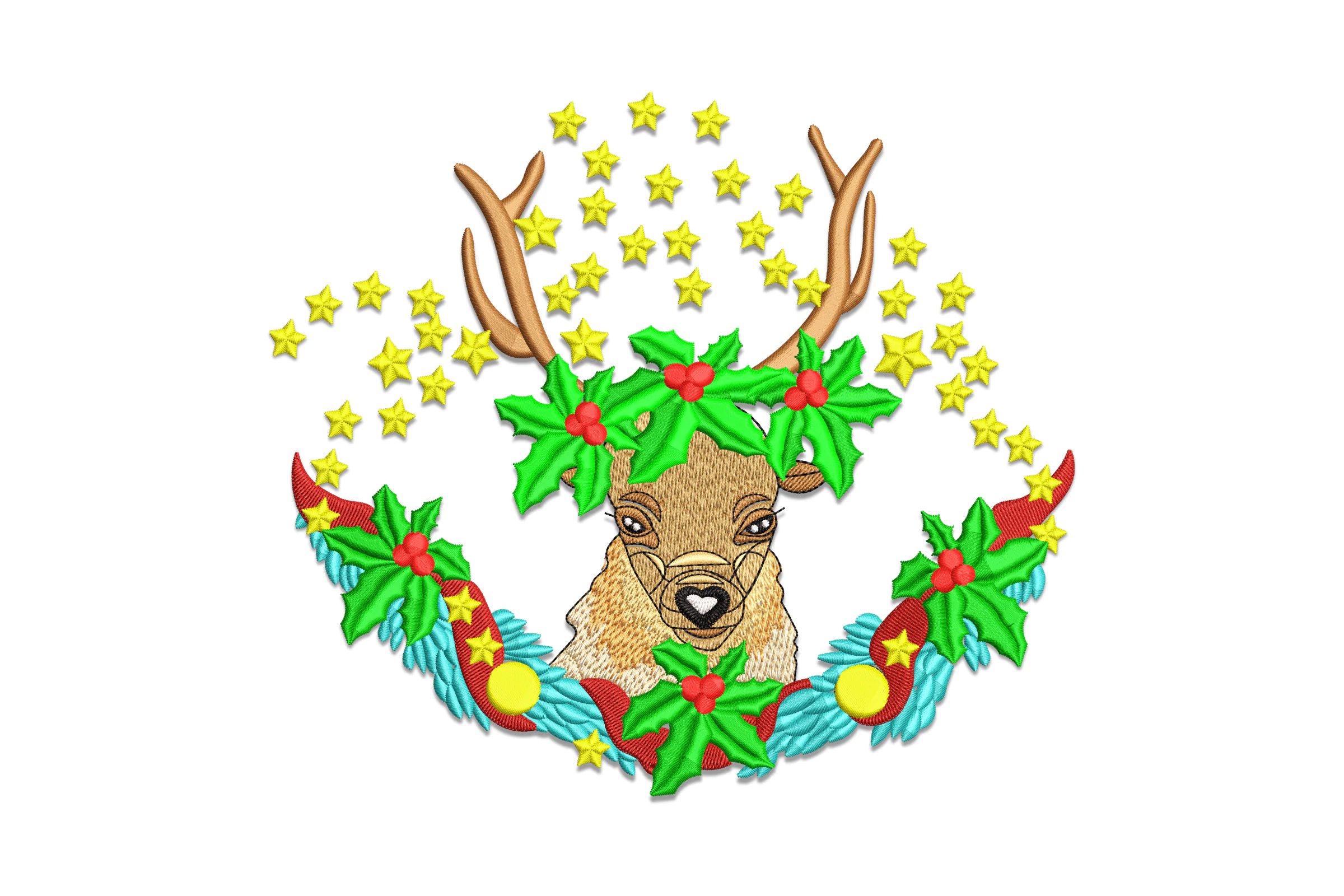 Reindeer Christmas Embroidery Design Pattern