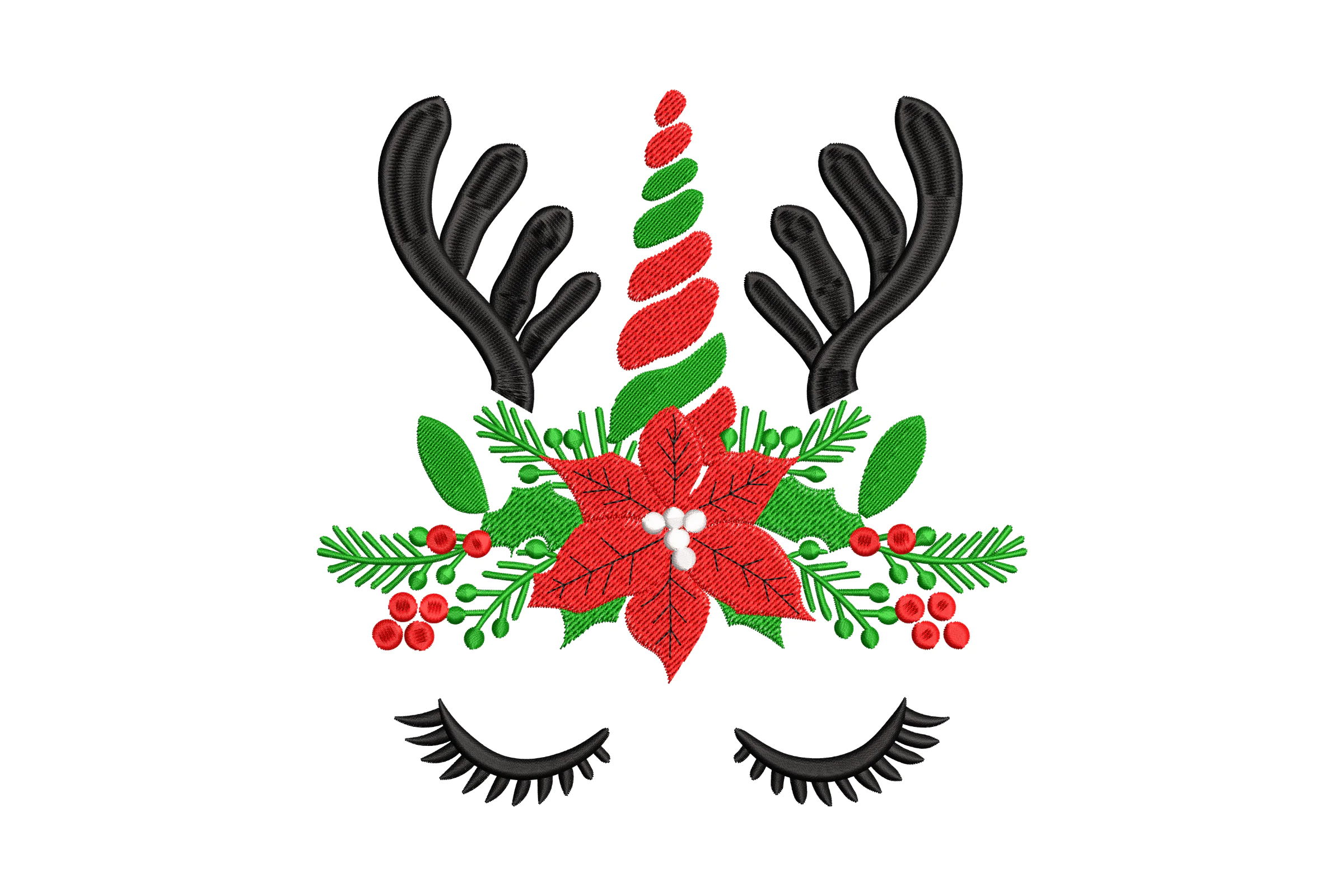 Christmas Unicorn Embroidery Design
