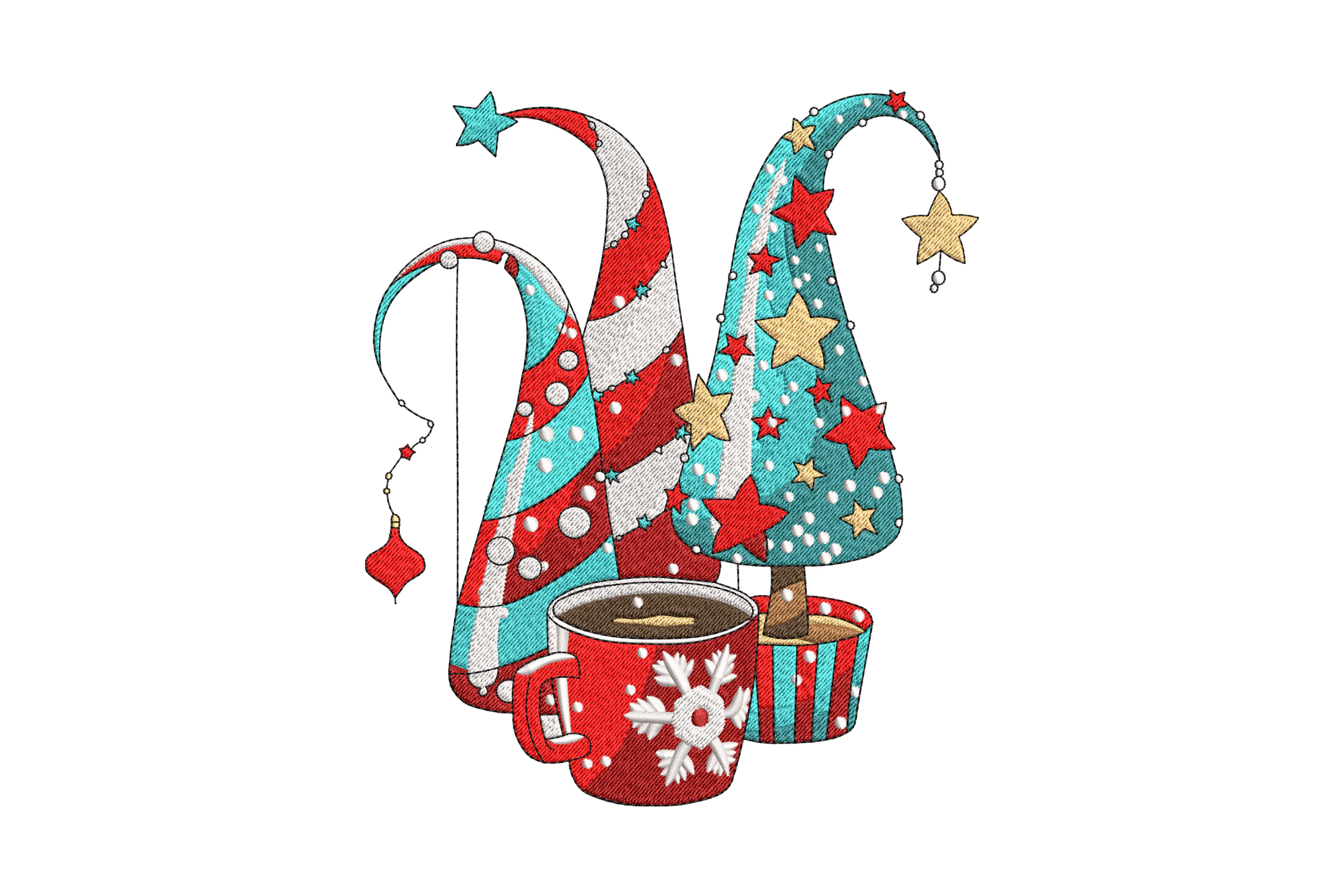 Christmas Coffee Cup Embroidery Design