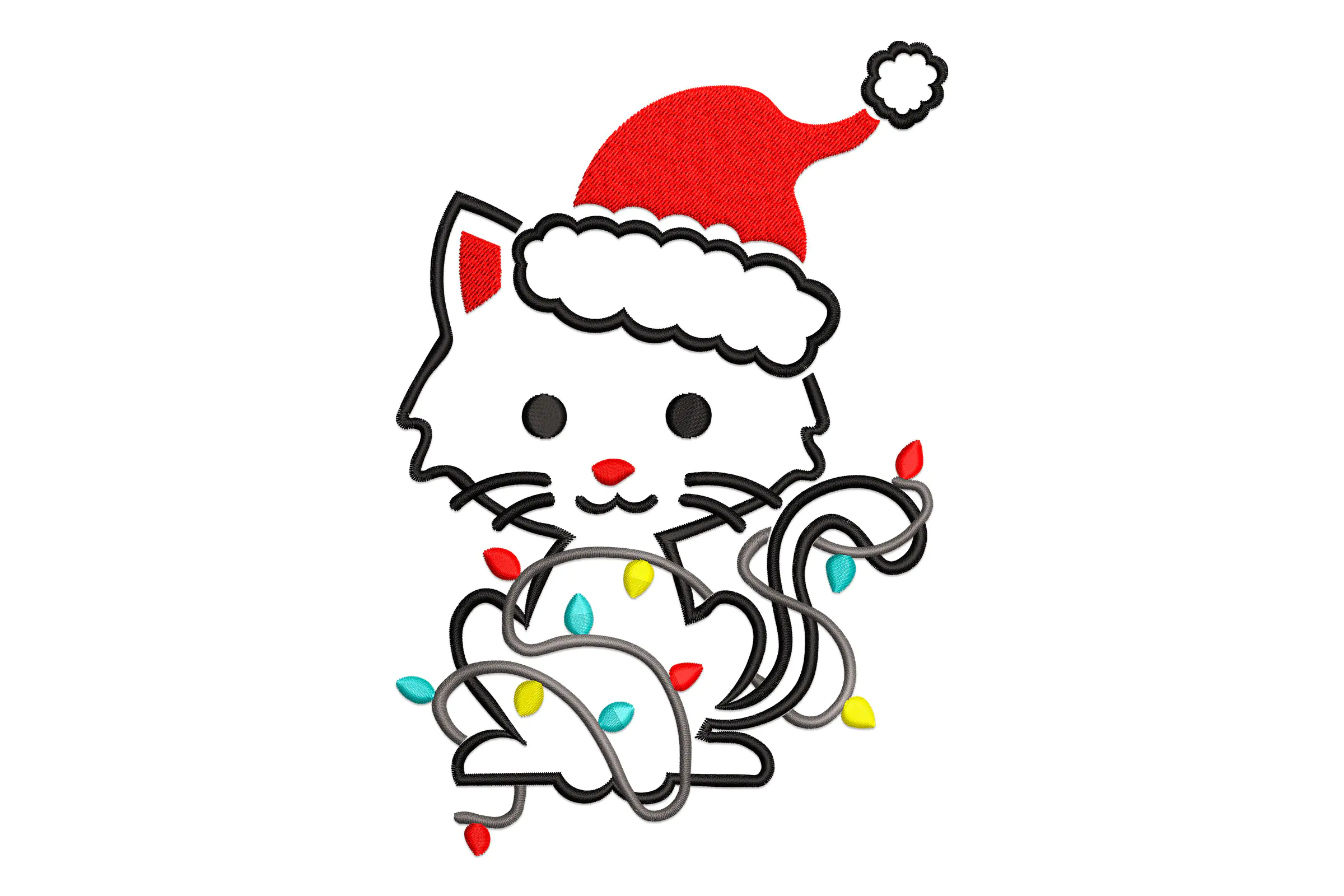 Christmas Cat Machine  Embroidery File