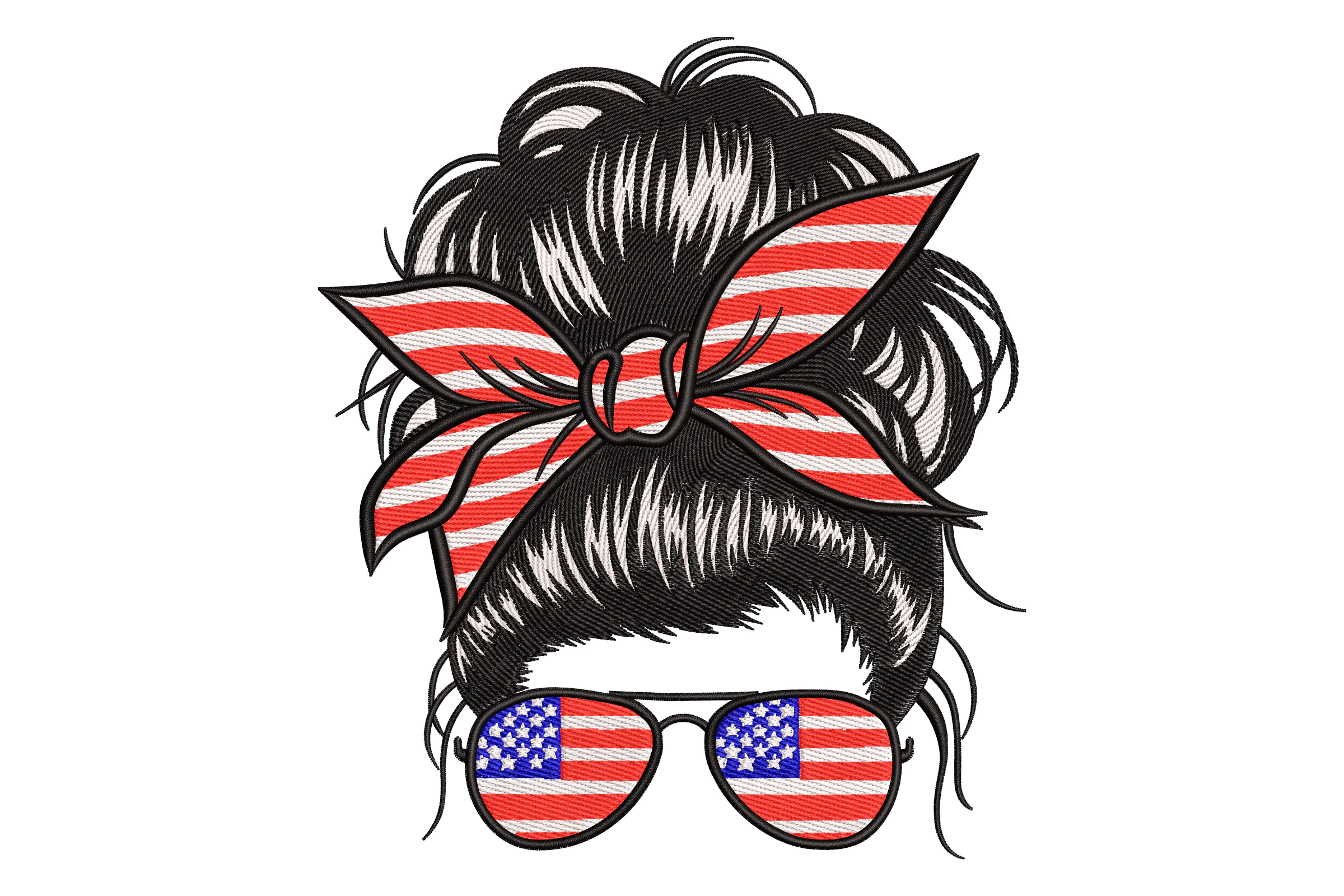 Patriotic Mom Bun Embroidery Design