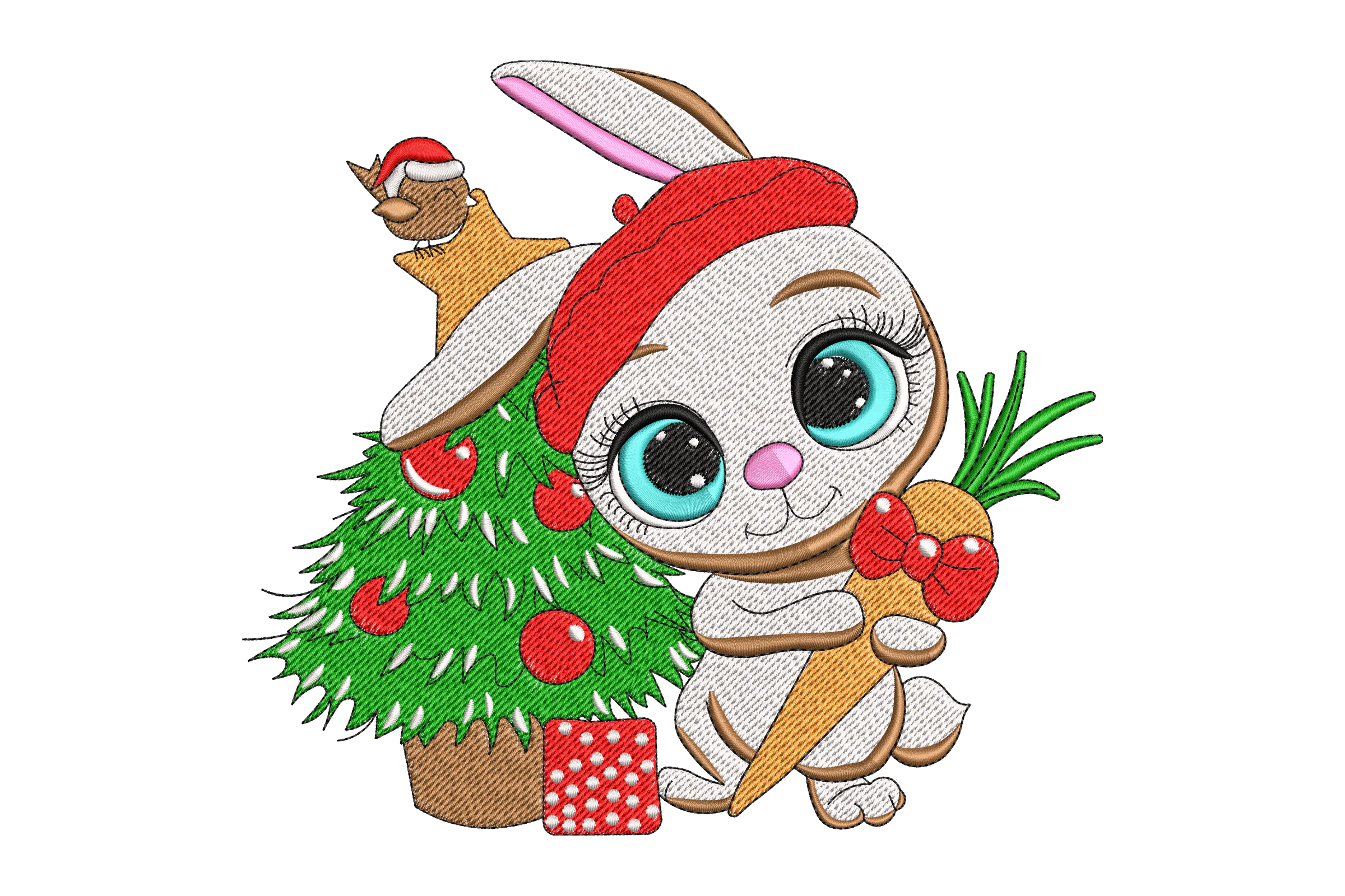 Christmas Bunny Embroidery Design