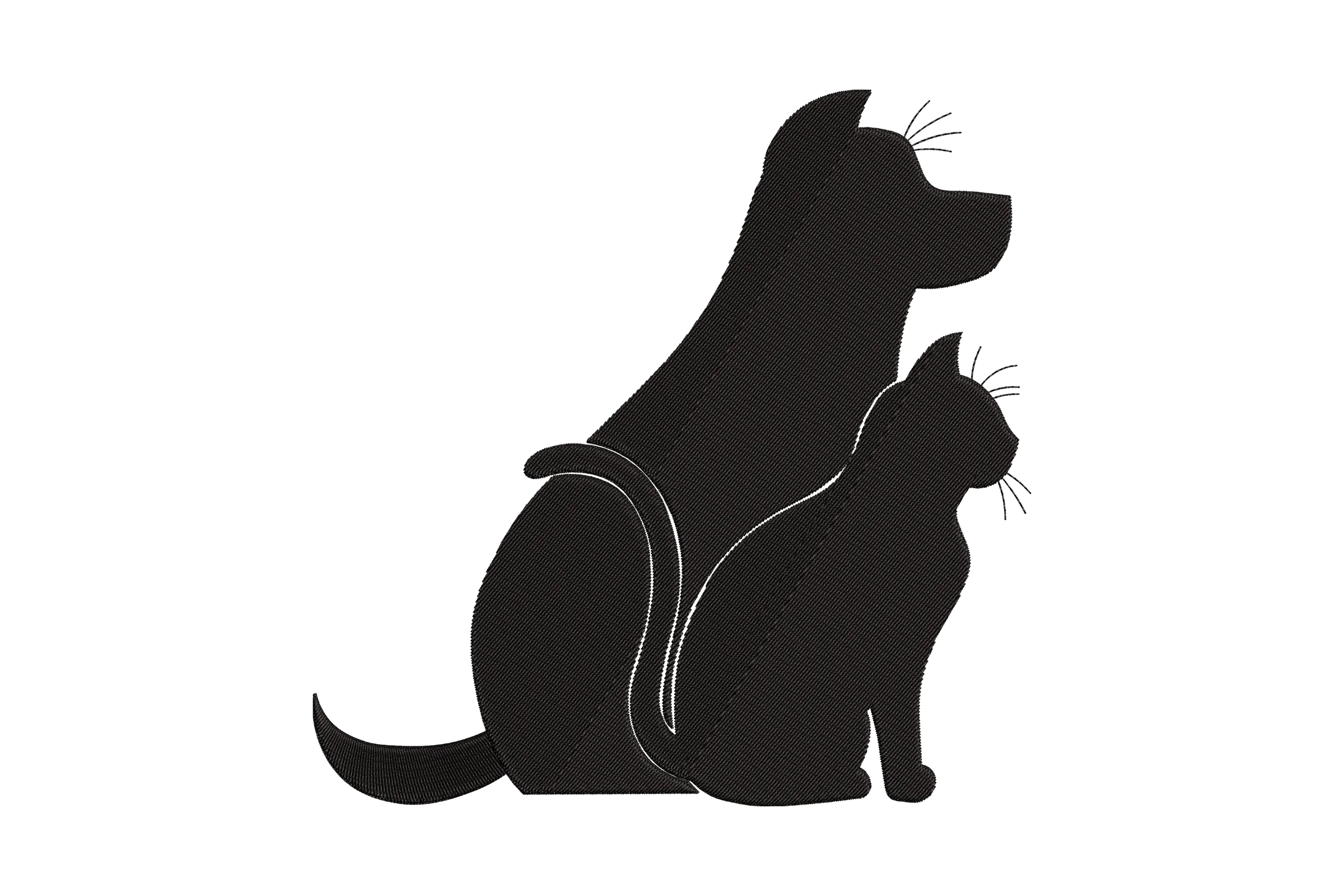 Cat And Dog Silhouette Embroidery Design