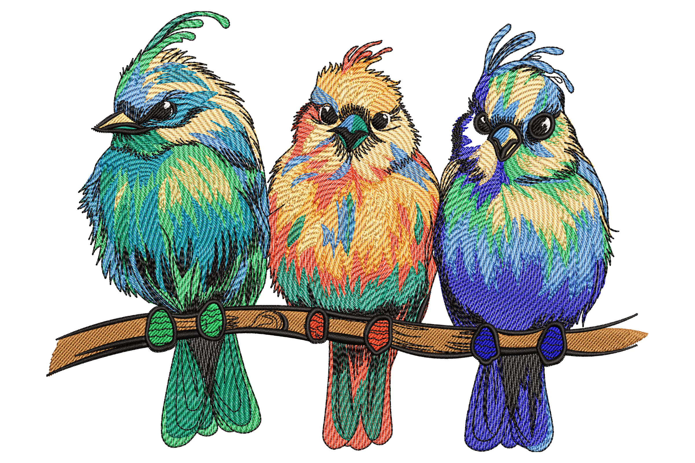 Colorful Birds Embroidery Design