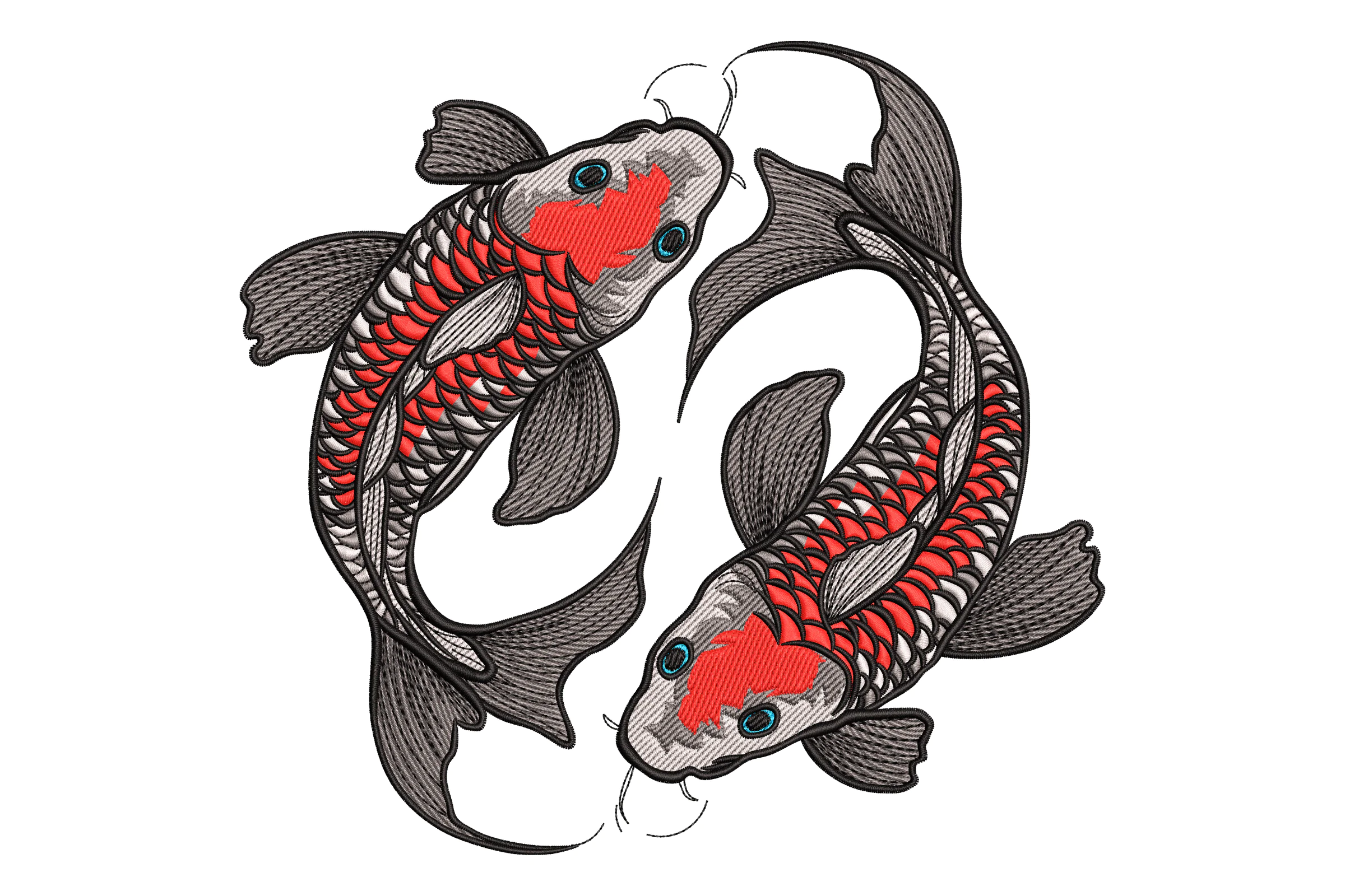 Elegant Koi Fish Embroidery Design