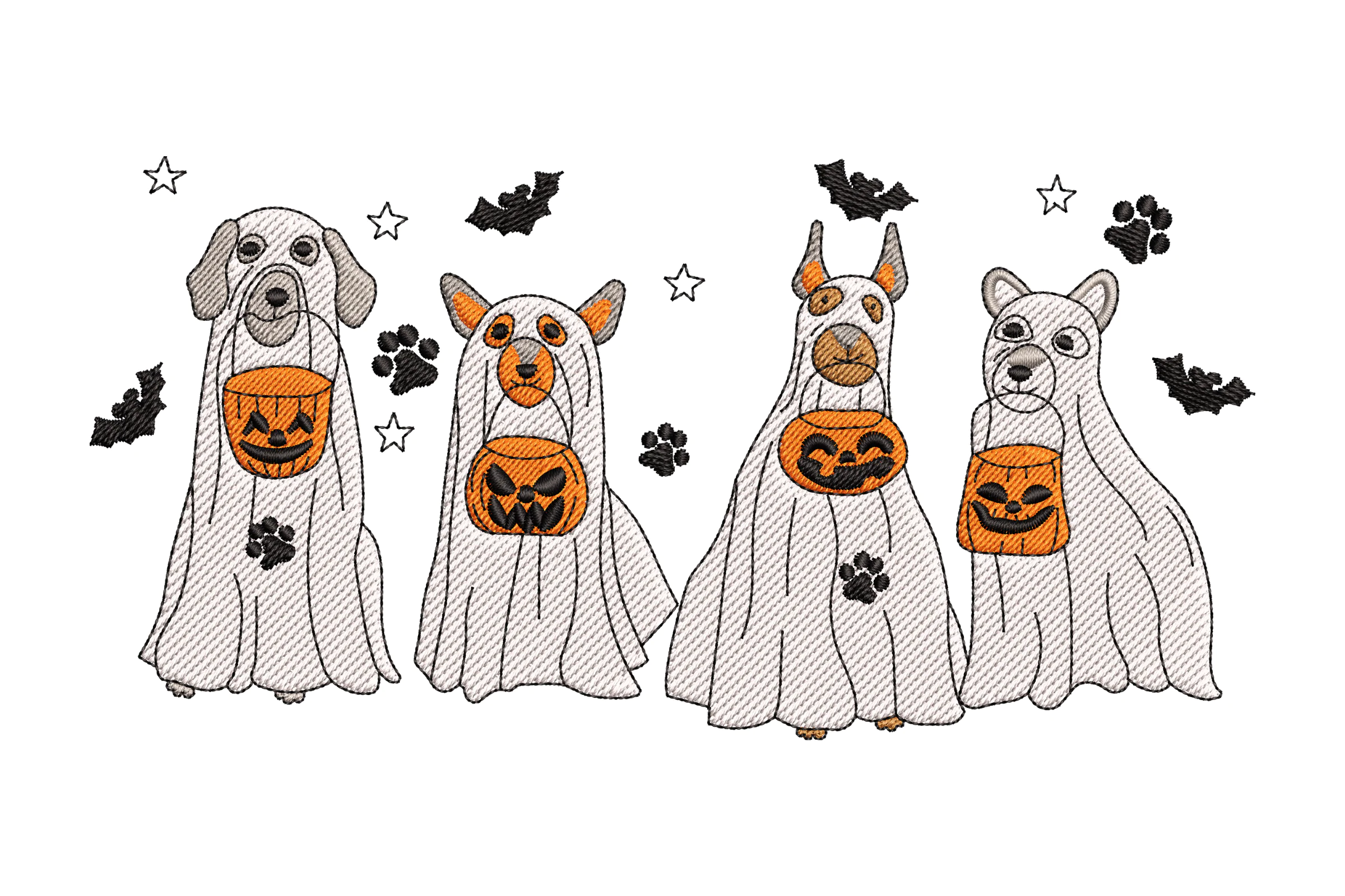 Halloween Ghost Dog Embroidery Designs