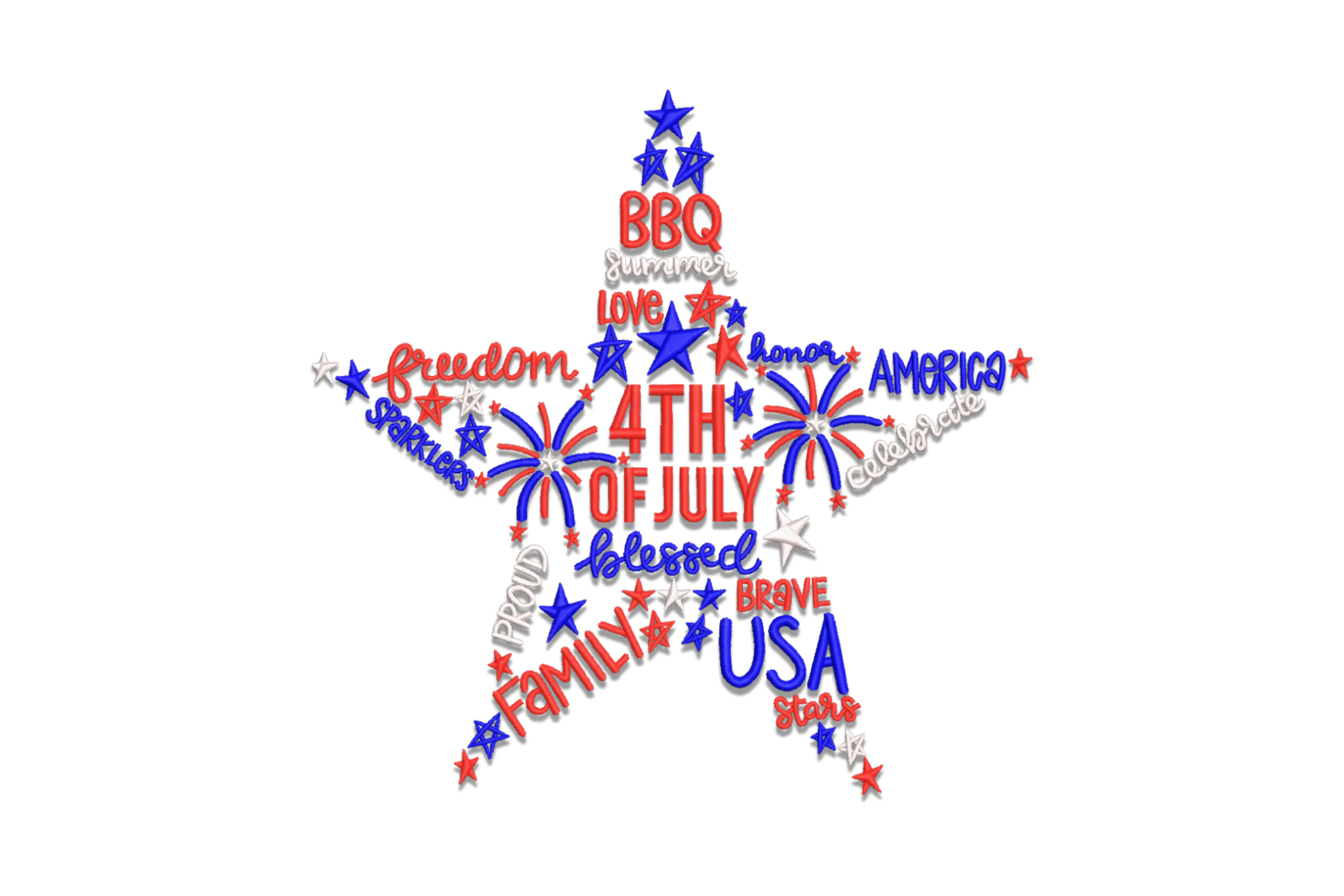 USA Star Embroidery Design