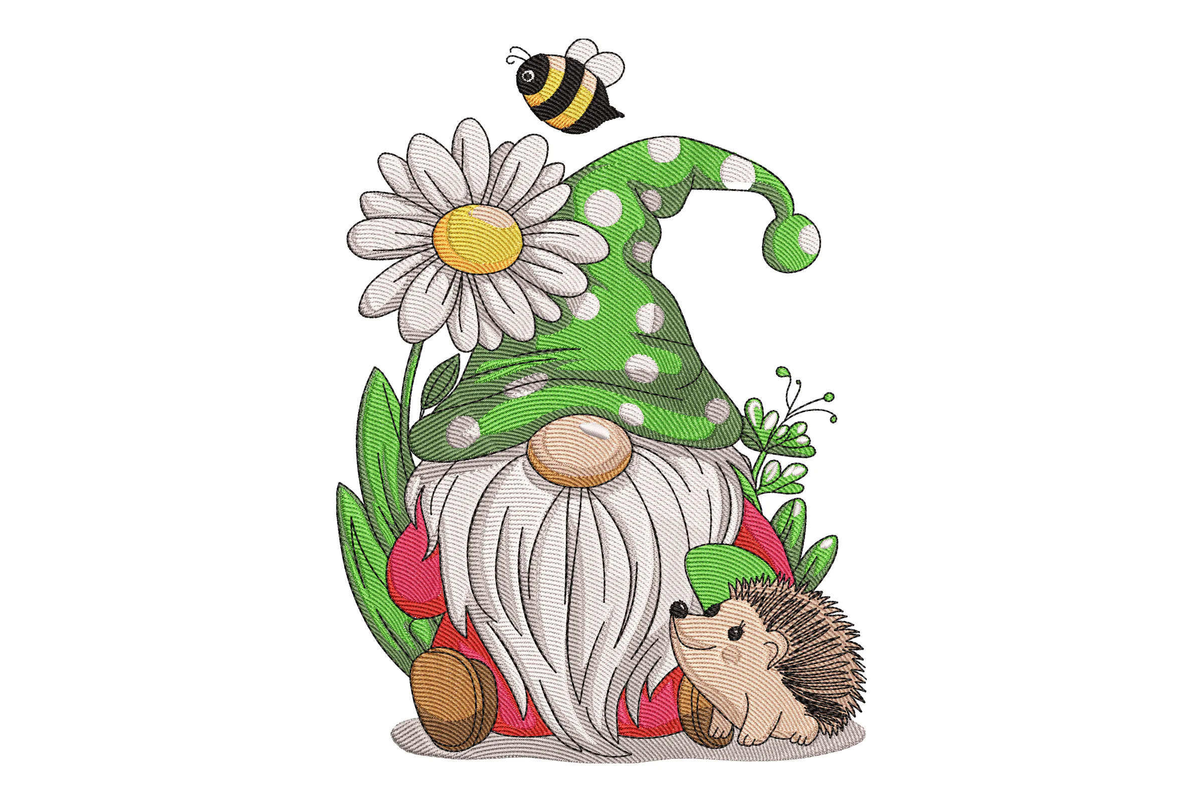 Garden Gnome Embroidery Design
