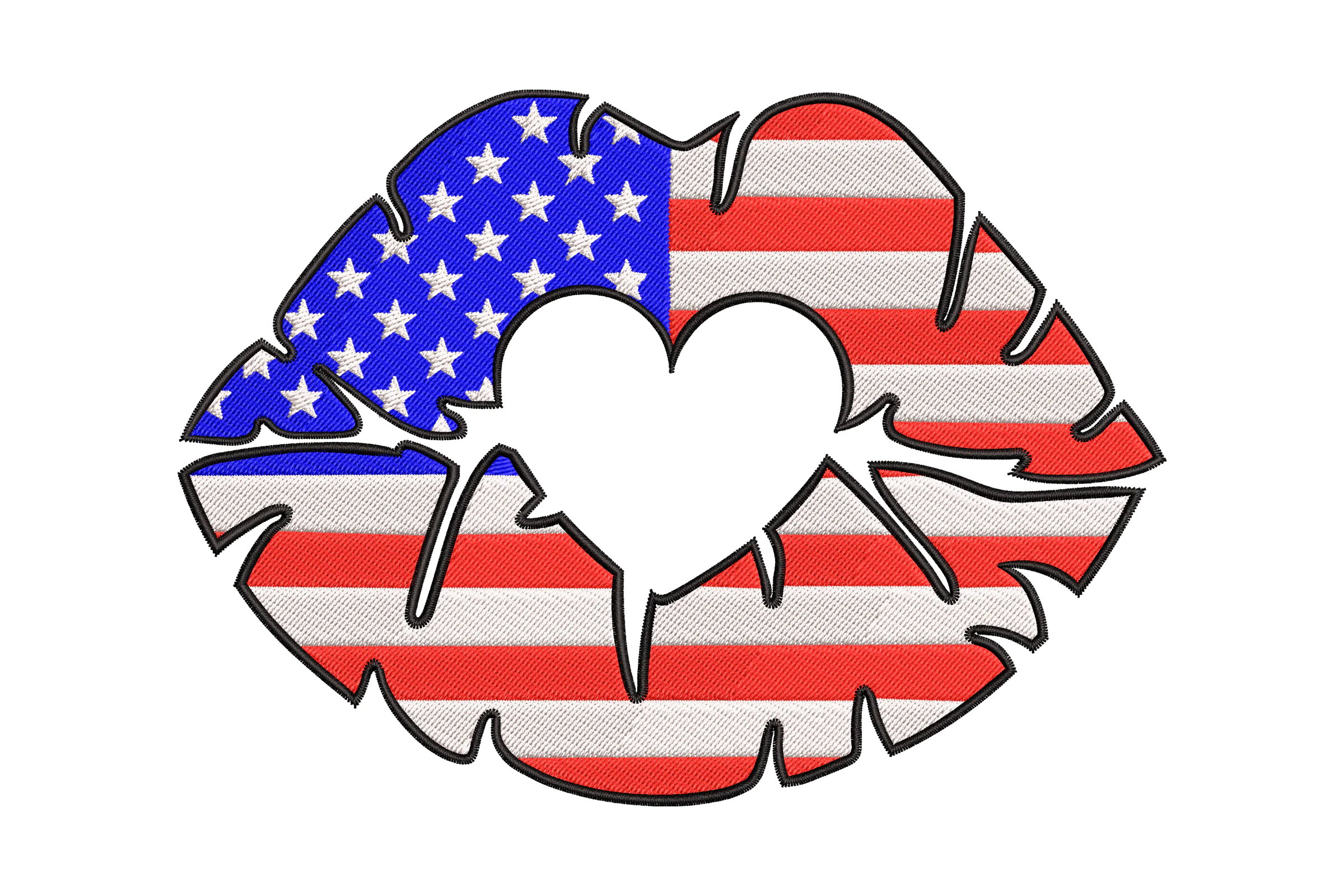American Flag Lips Embroidery File