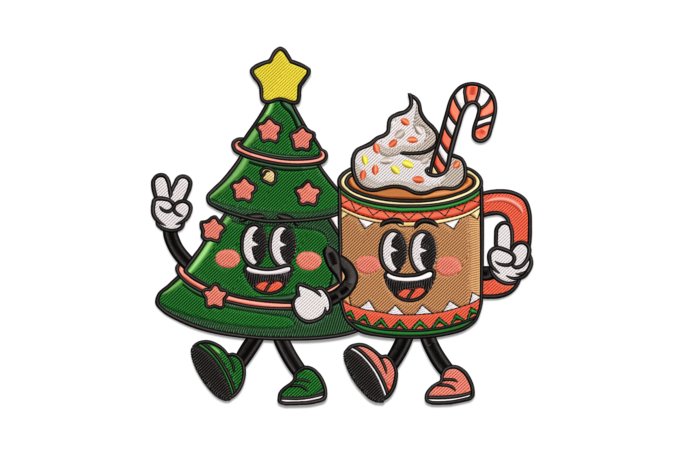 Retro Christmas Character Embroidery Design