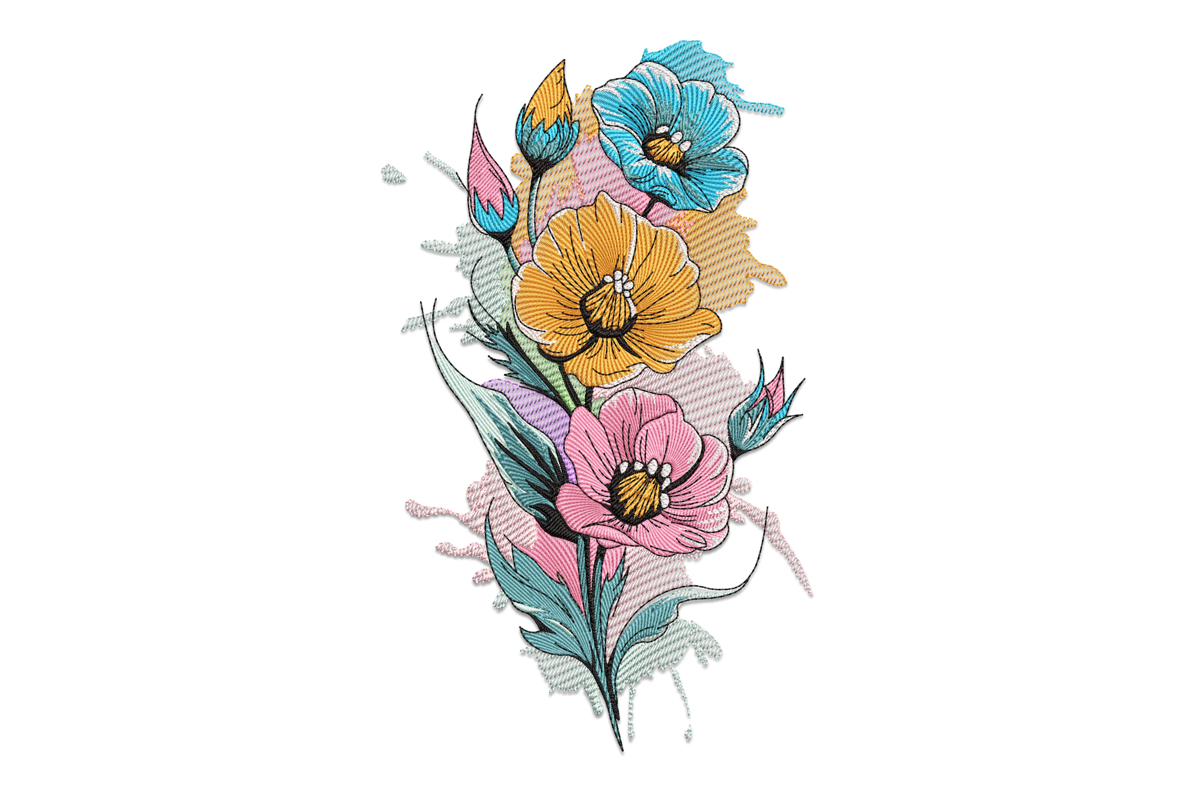 Wildflower Bouquet Embroidery Design File