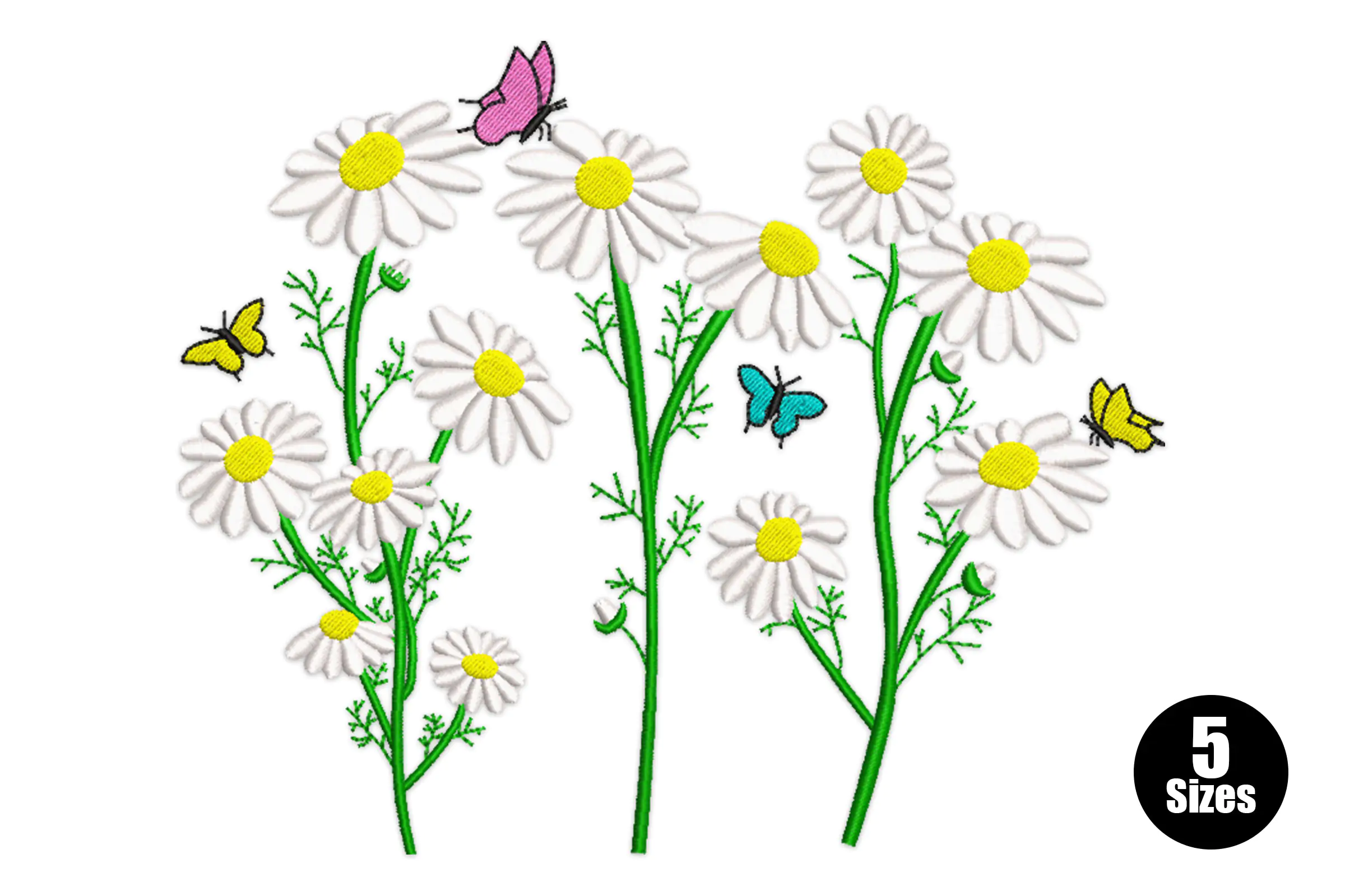 Daisy Flowers Embroidery Design