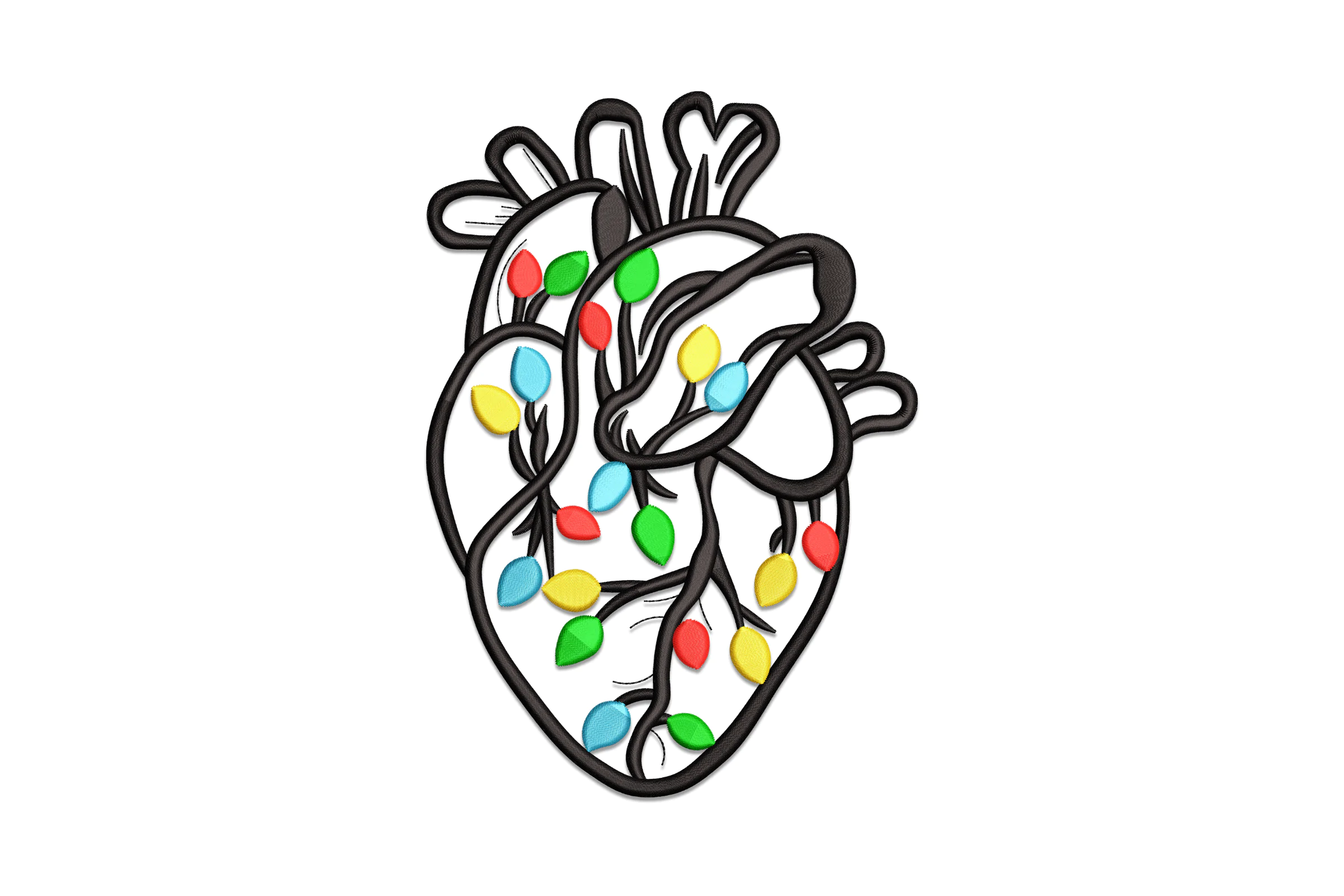 Christmas Anatomical Heart Embroidery Design