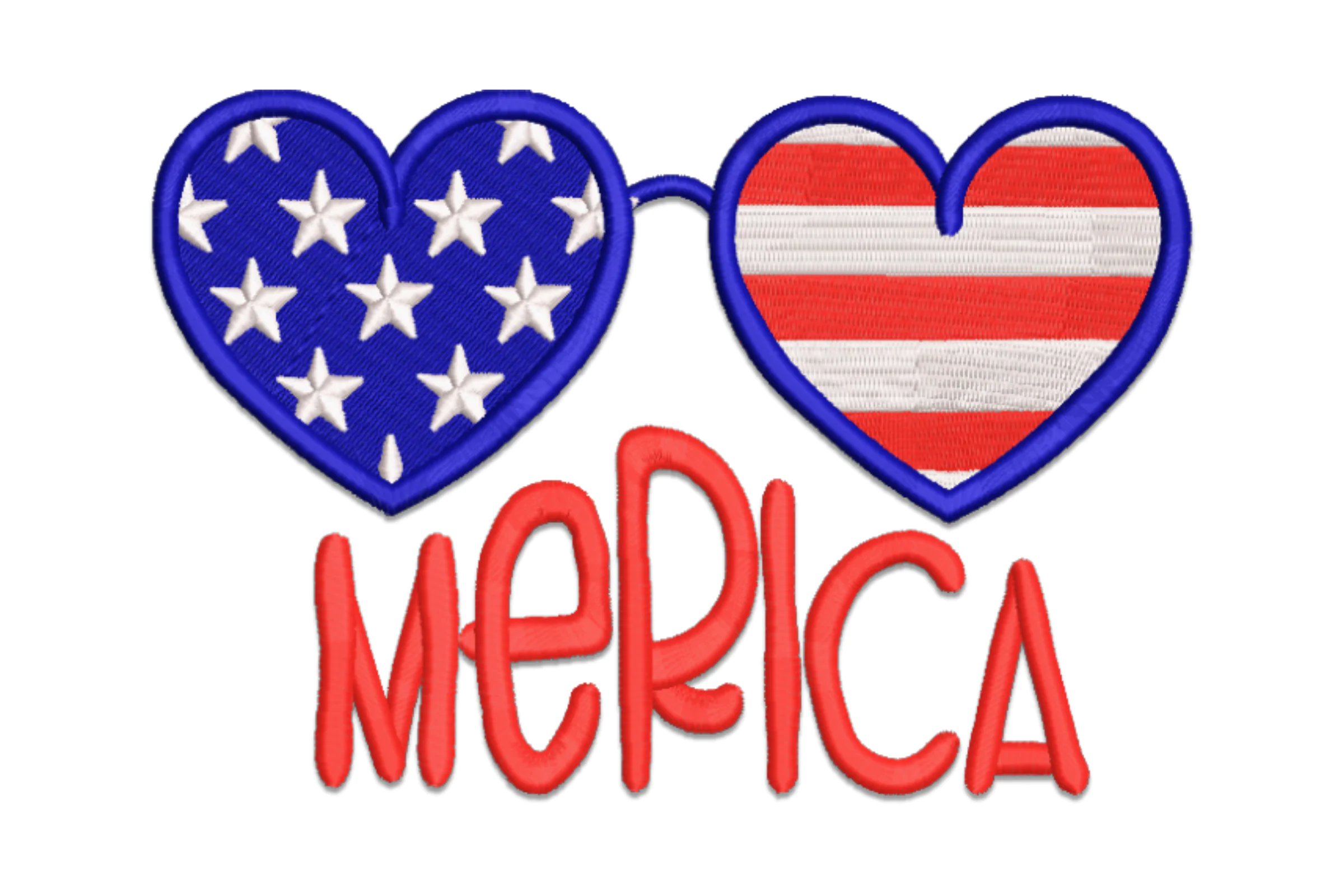 Merica Sunglasses Heart Embroidery Design