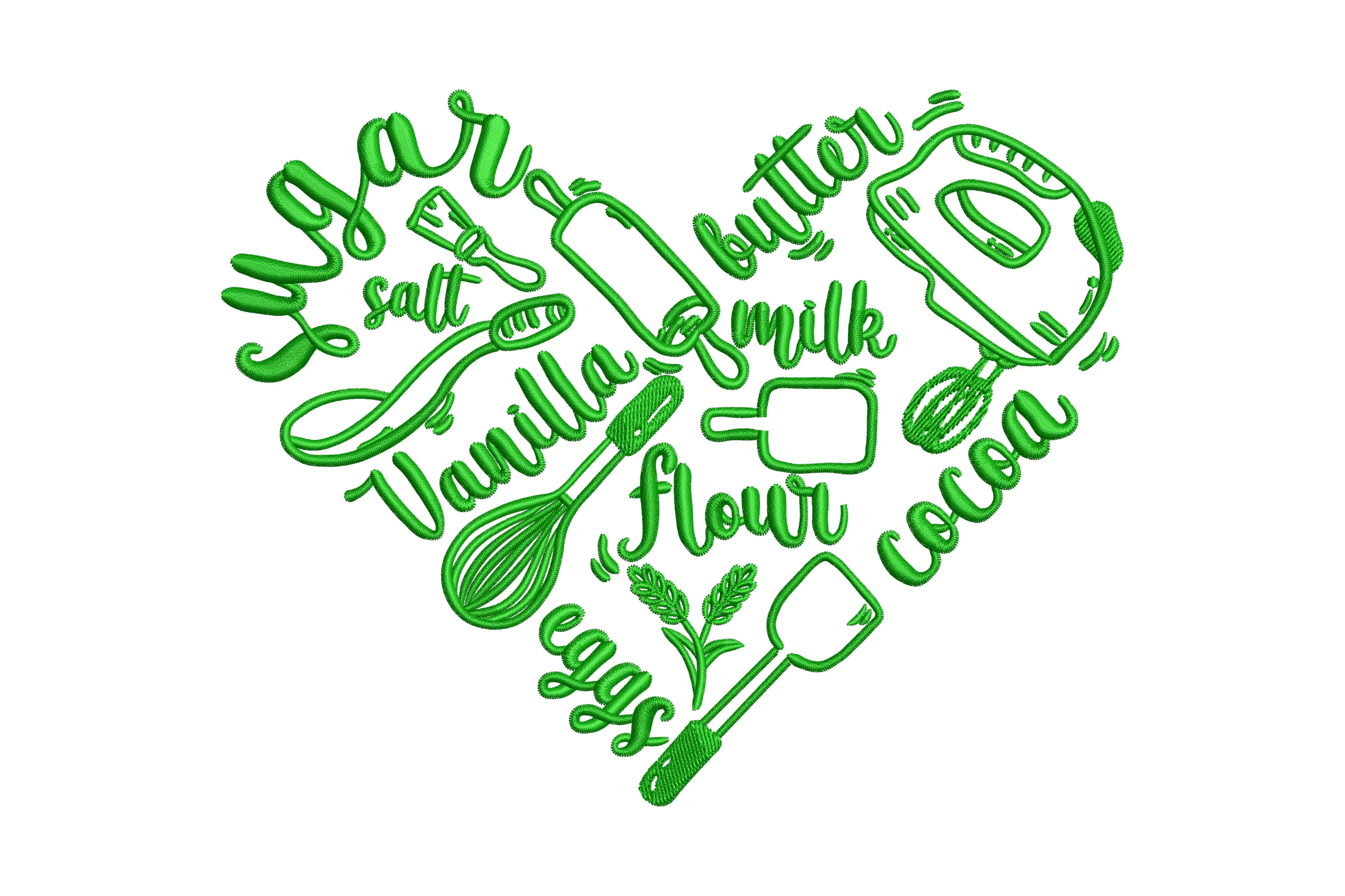 Kitchen Quotes Hearts Embroidery Design