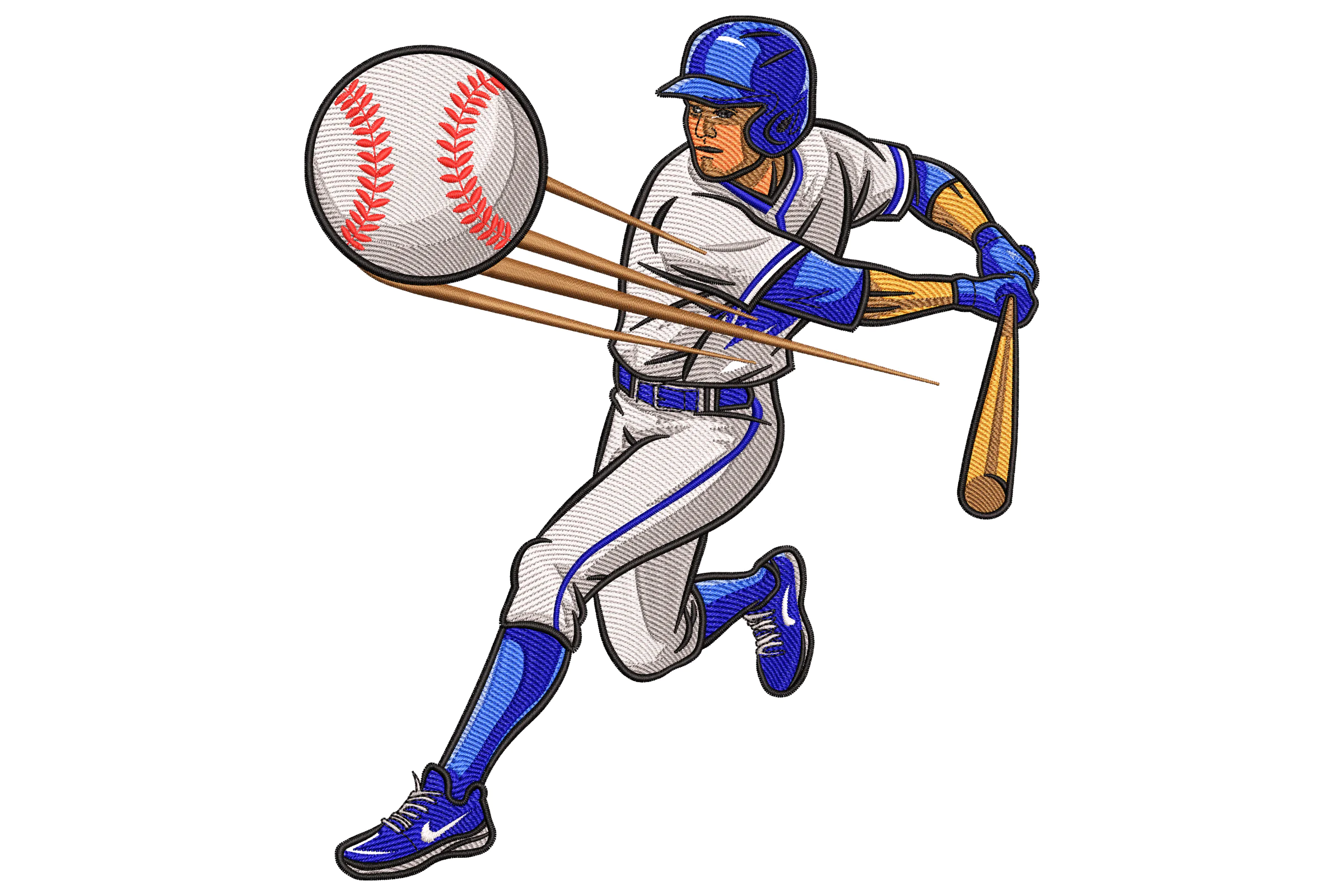 Baseball Player Machine Embroidery Design
