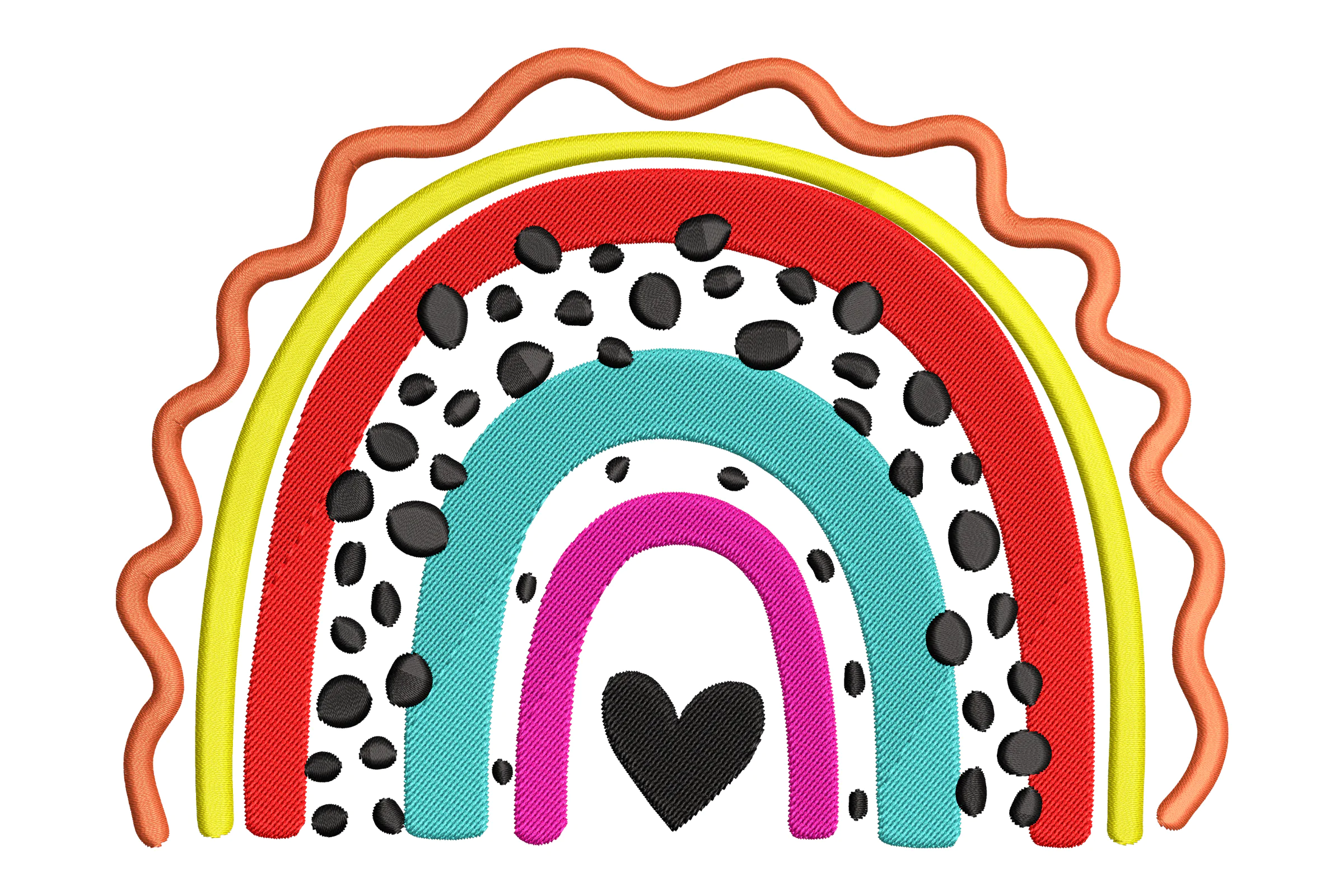 Colorful Rainbow Heart Embroidery Design