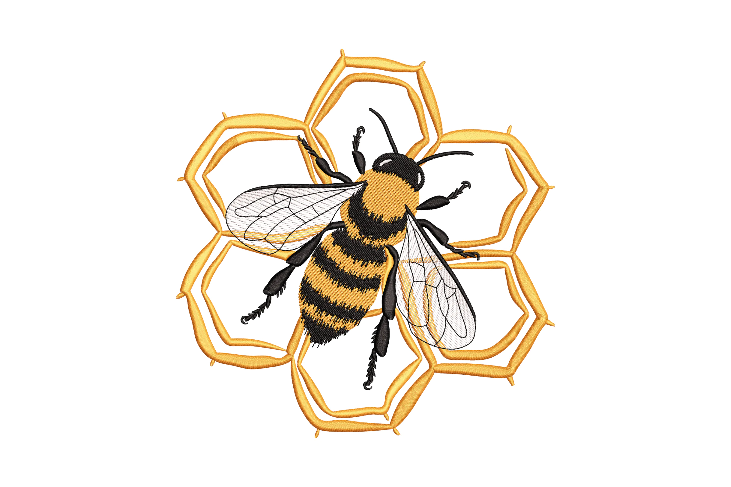 Bee With Honeycomb Embroidery Design