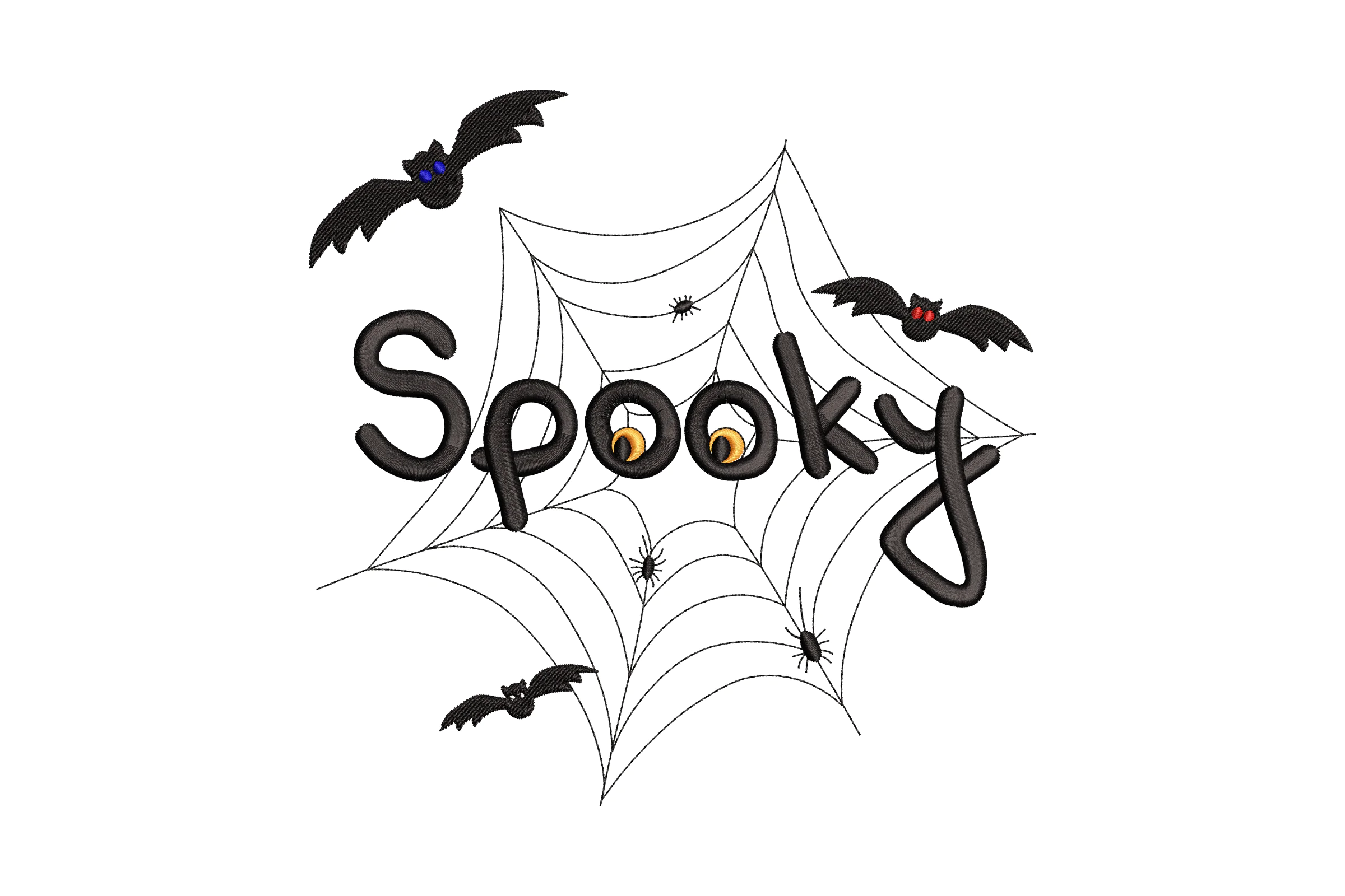 Spooky Web Bats and Spiders Embroidery Design
