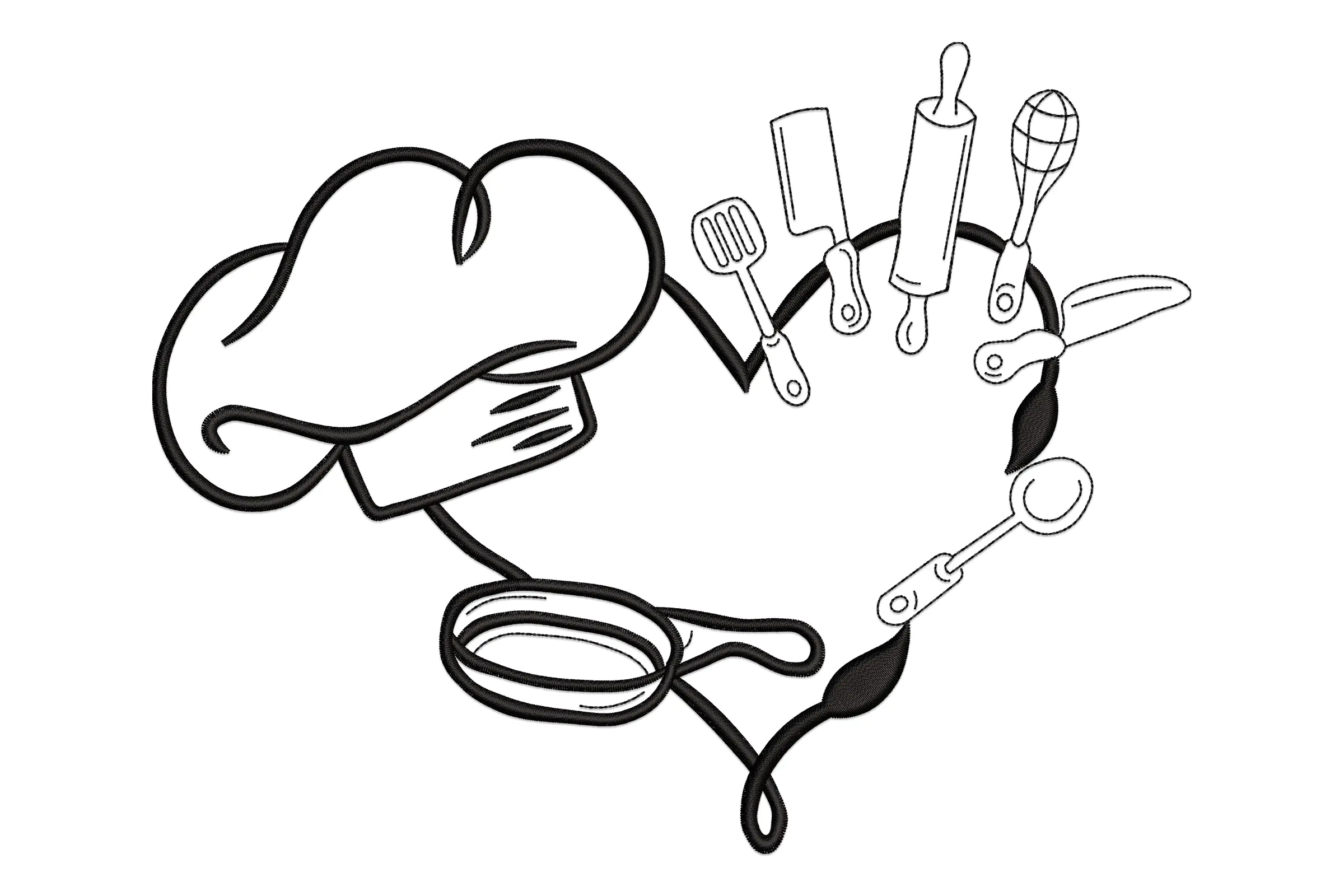 Kitchen Utensils Split Embroidery Design