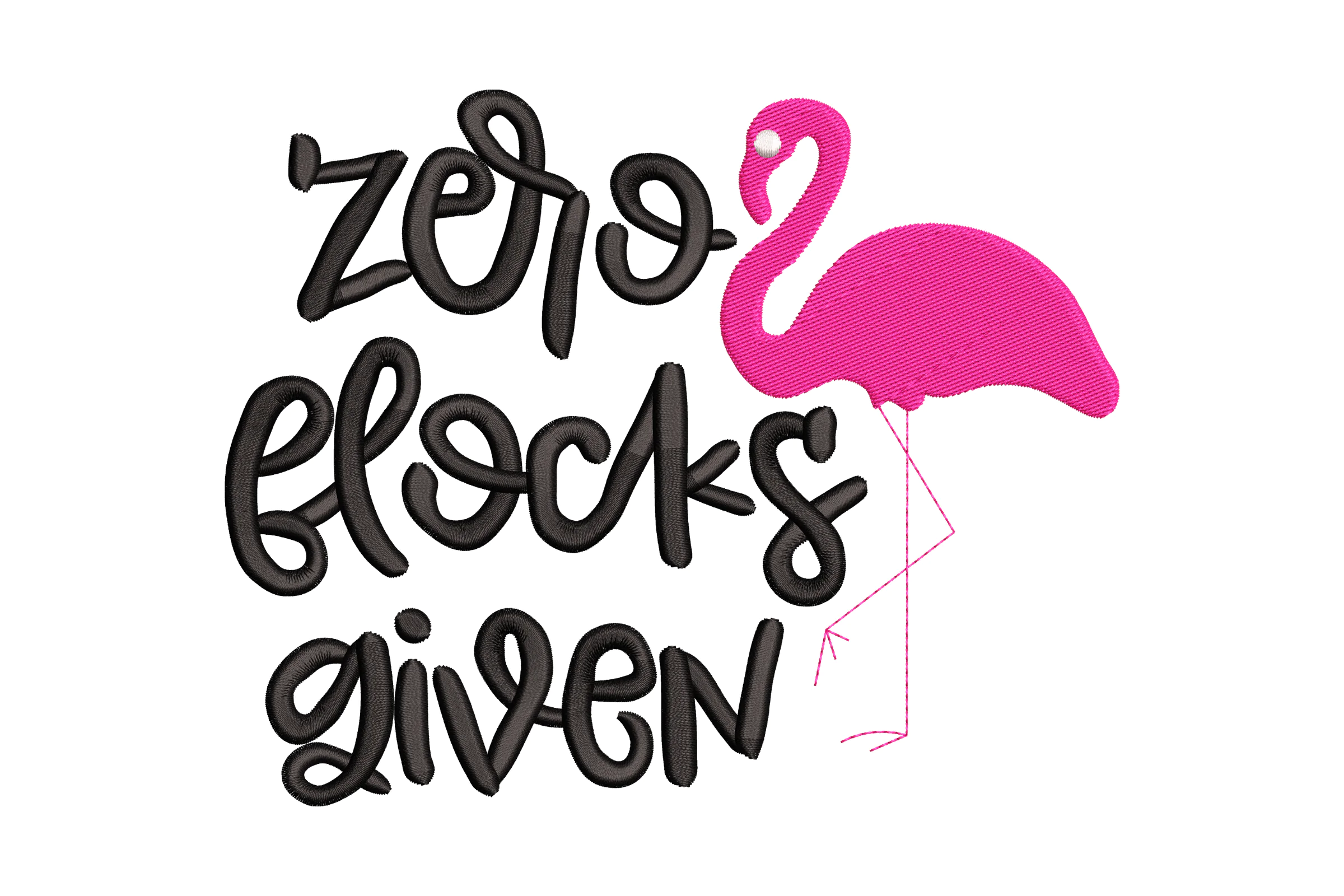 Funny Pink Flamingo Zero Flocks Give Embroidery Design