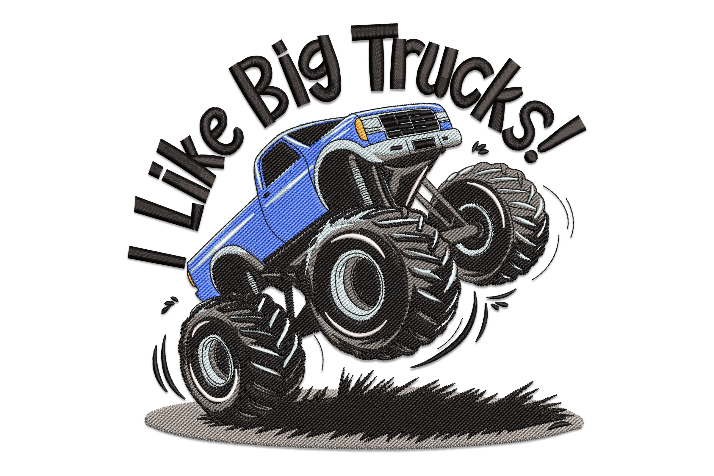 Blue Thunder Monster Truck Embroidery Design