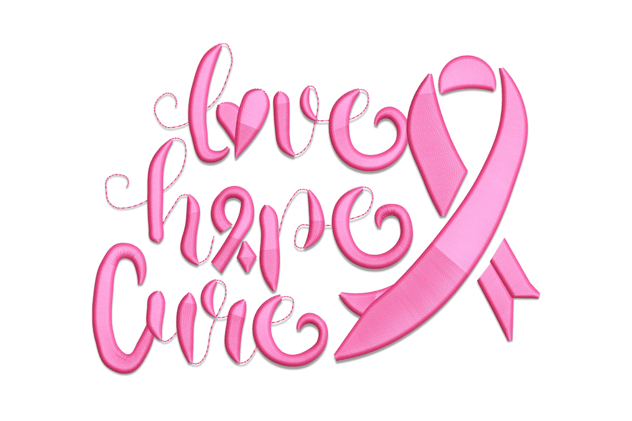 Love Hope Cure Awareness  Embroidery Design