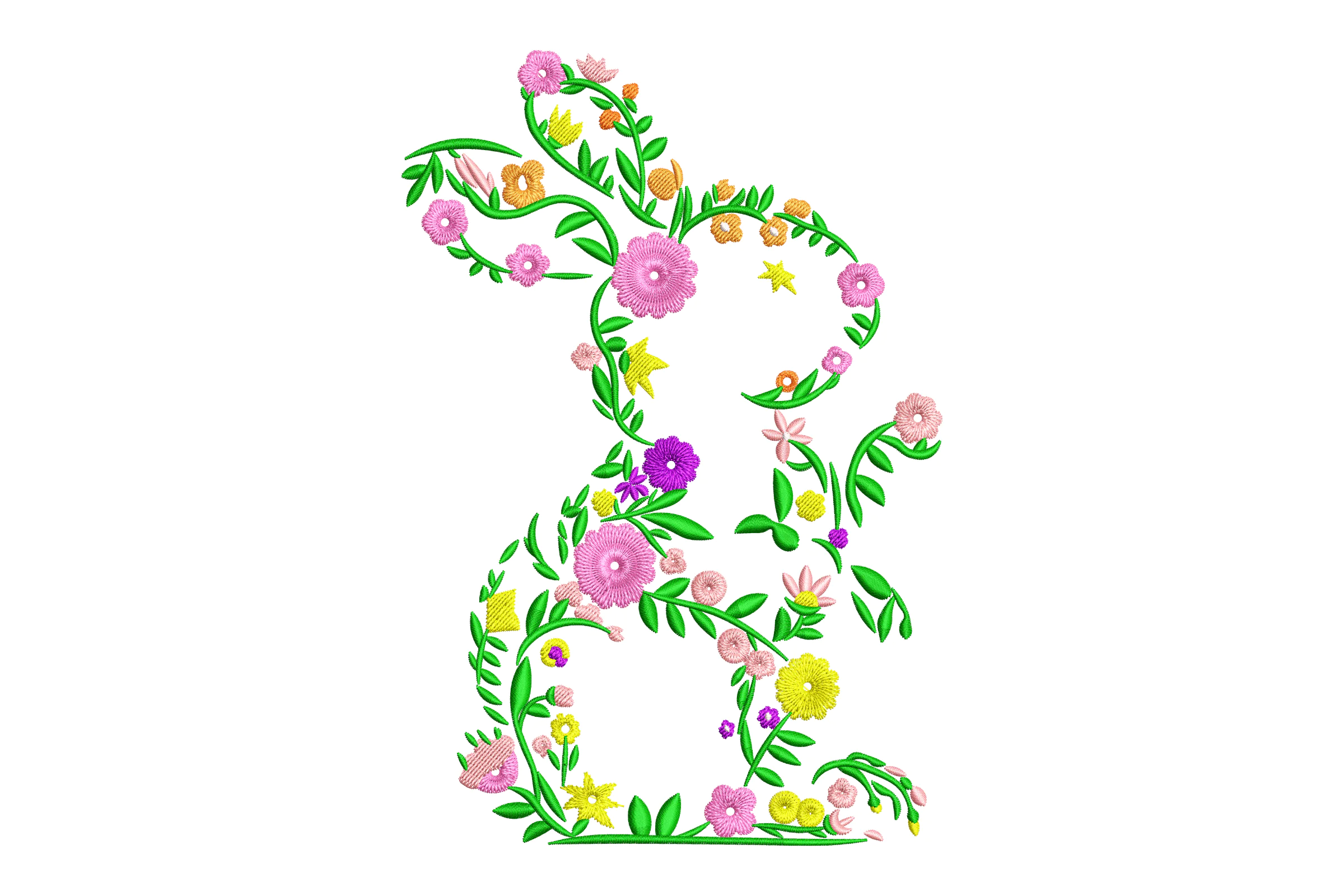 Floral Bunny Embroidery Design