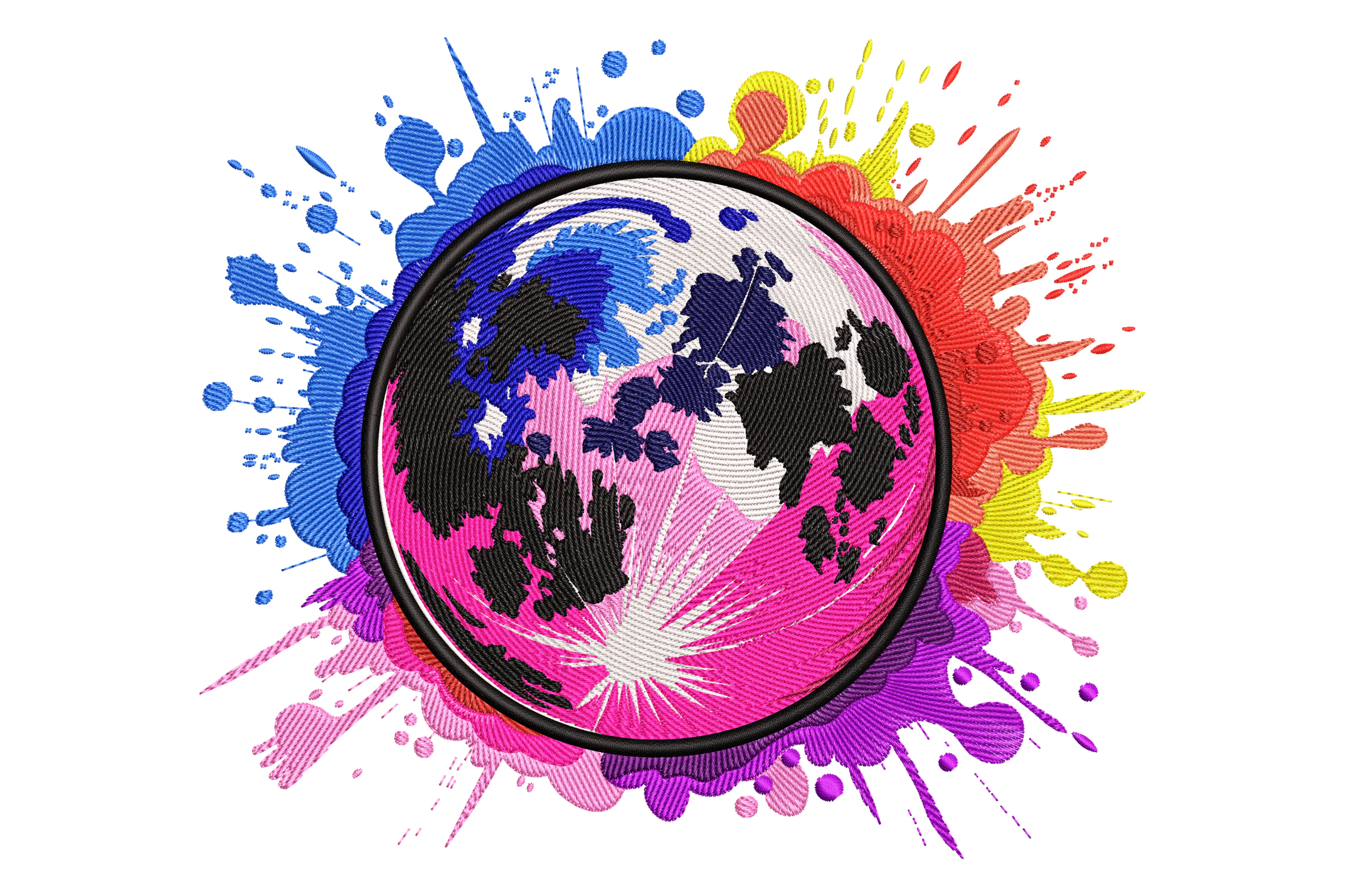 Colorful Earth Splash Embroidery Design