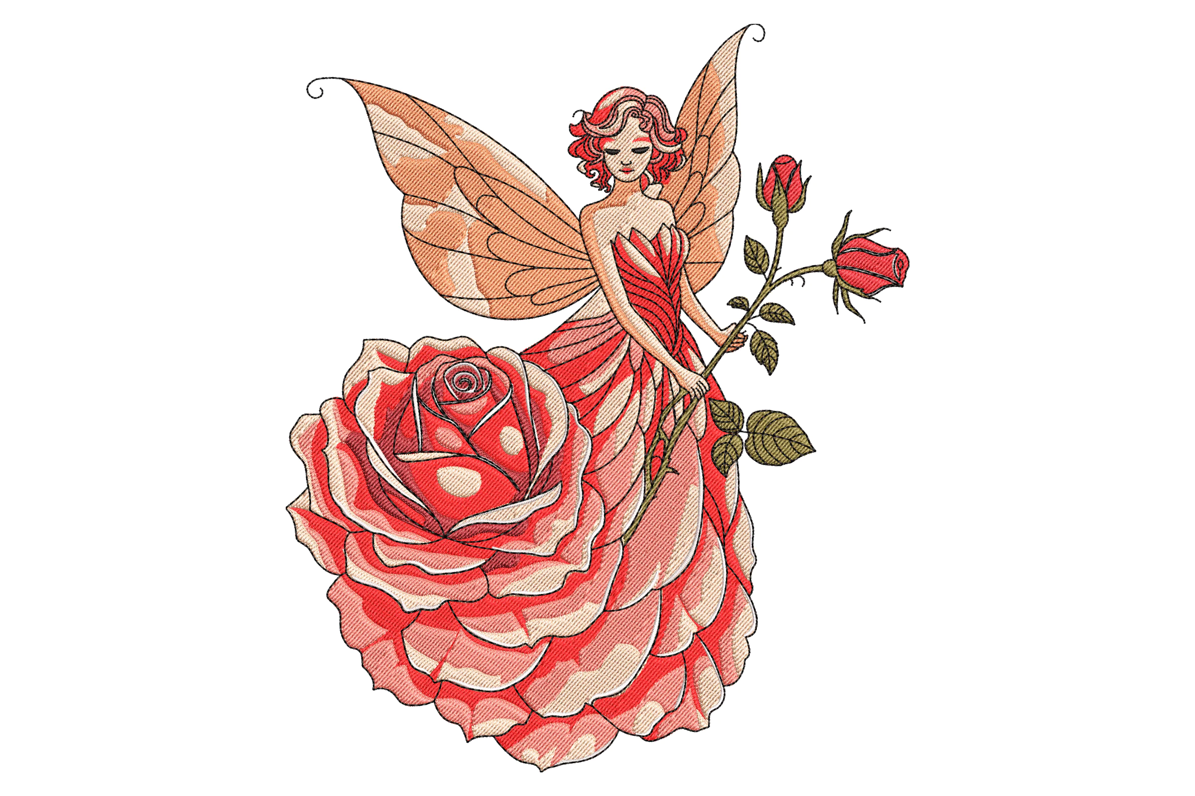 Cute Rose Fairy Embroidery Design