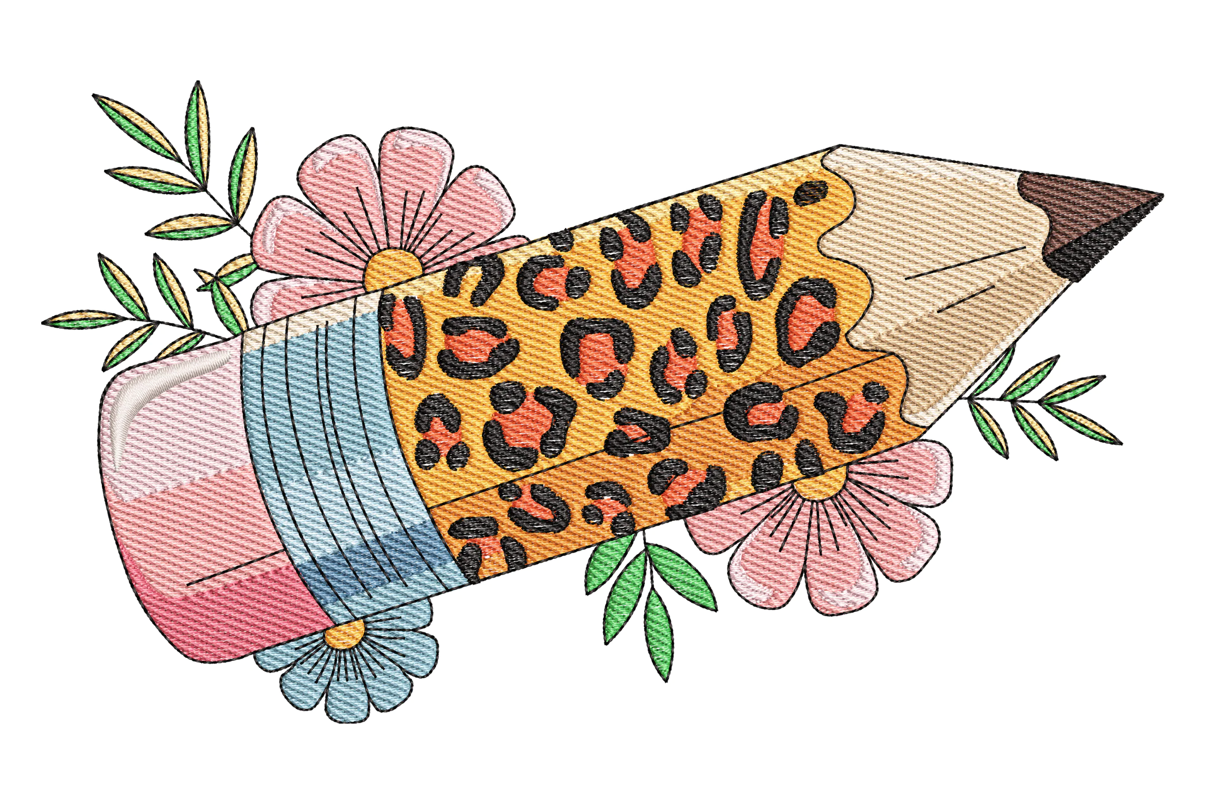 Leopard Print Pencil Embroidery Design