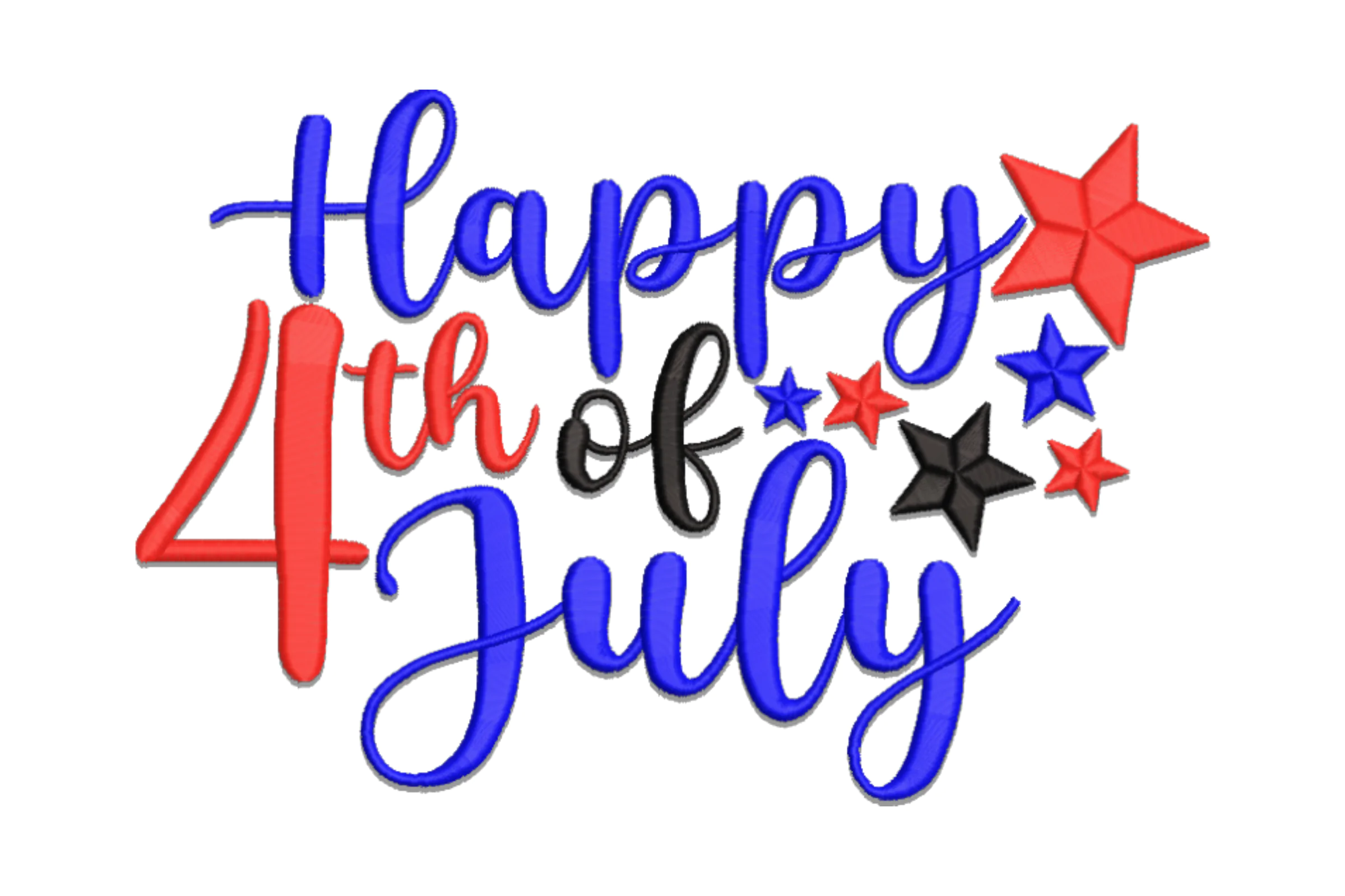 Happy 4th of July Embroidery Design File