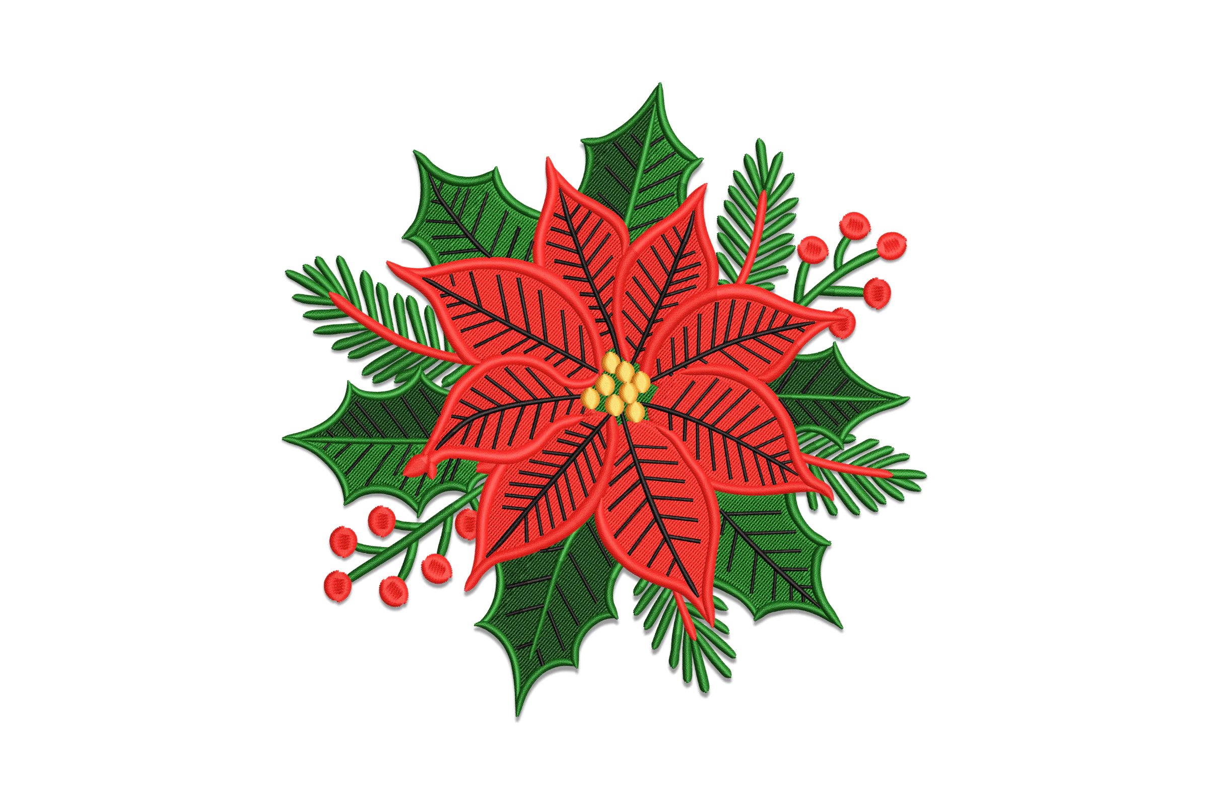 Christmas Poinsettia Embroidery Pattern