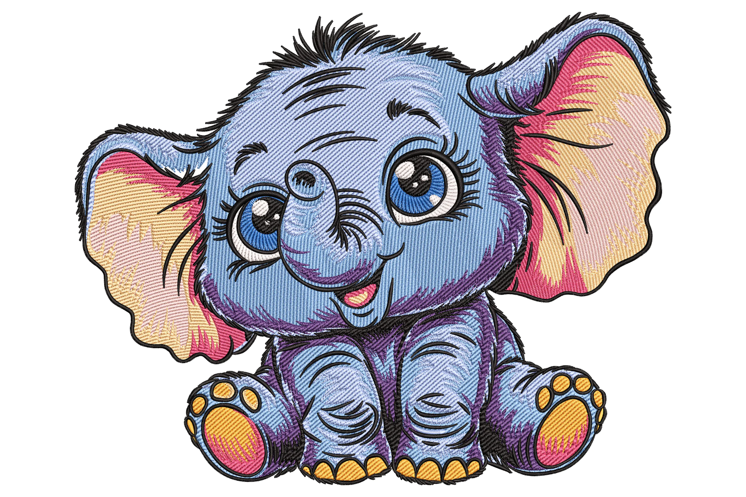 Detailed Elephant Embroidery Design