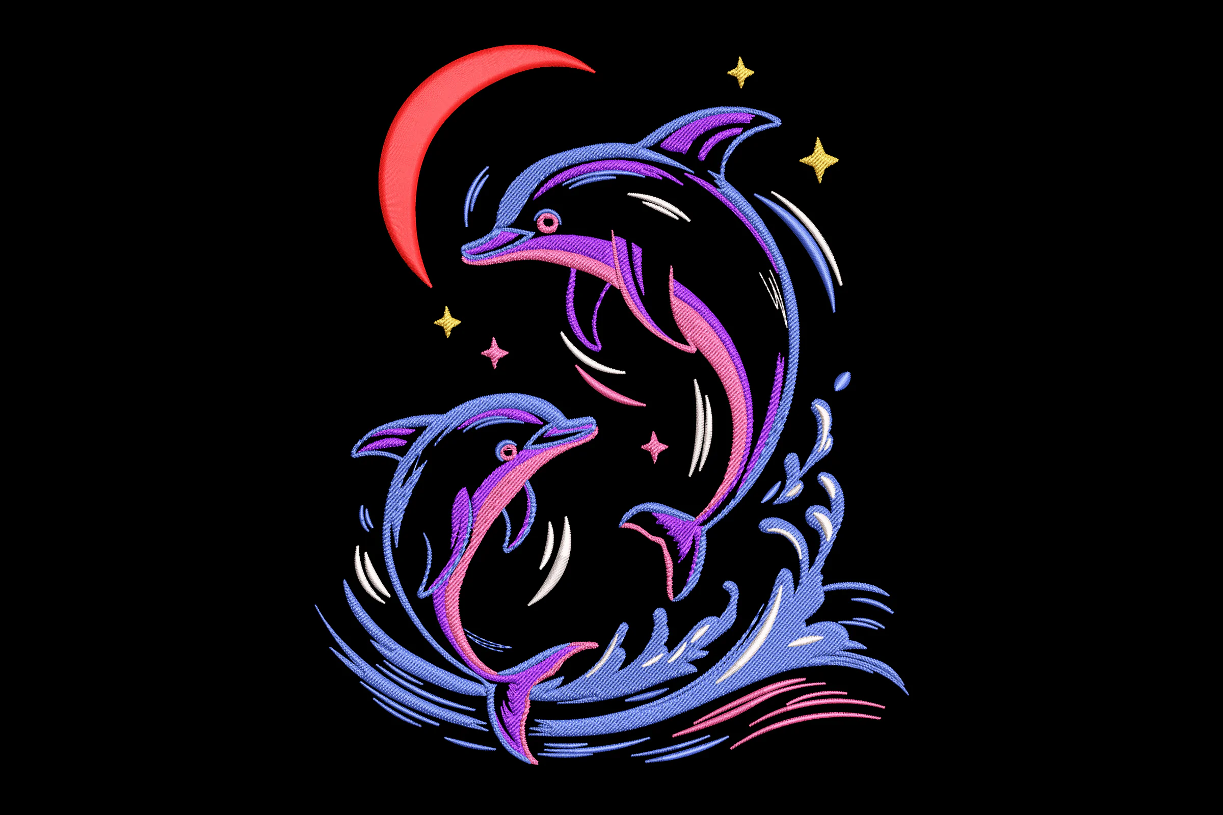 Colourful Dolphin Embroidery Design