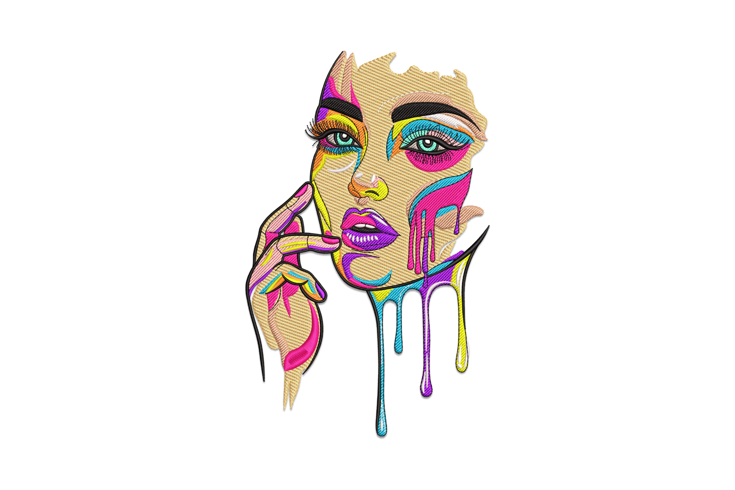 Colorful Face Embroidery Design