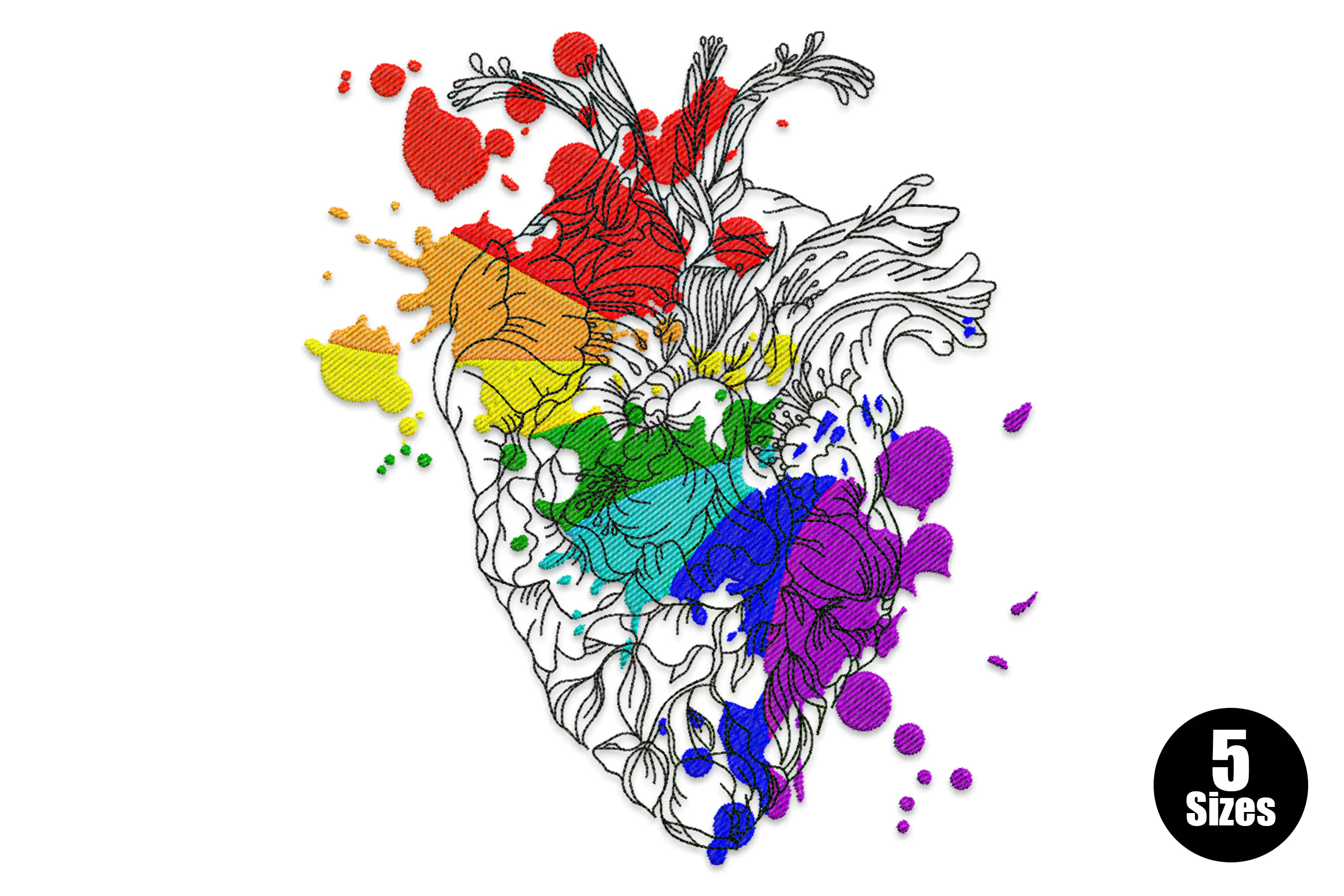 Anatomical Heart Embroidery Design