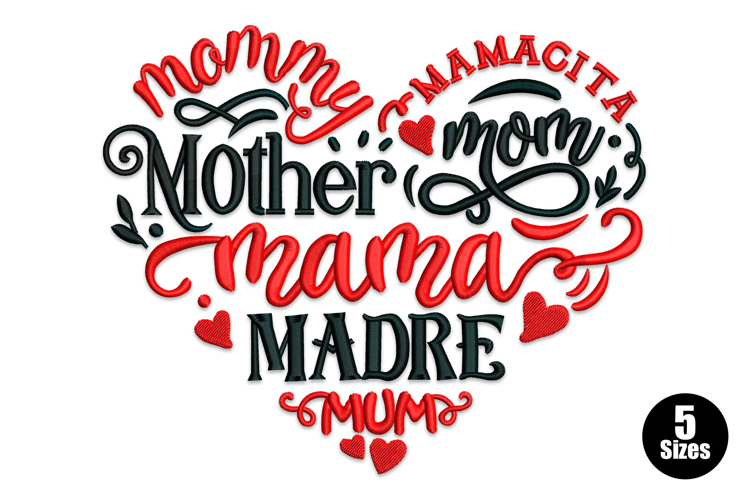 Mama Heart Embroidery Design