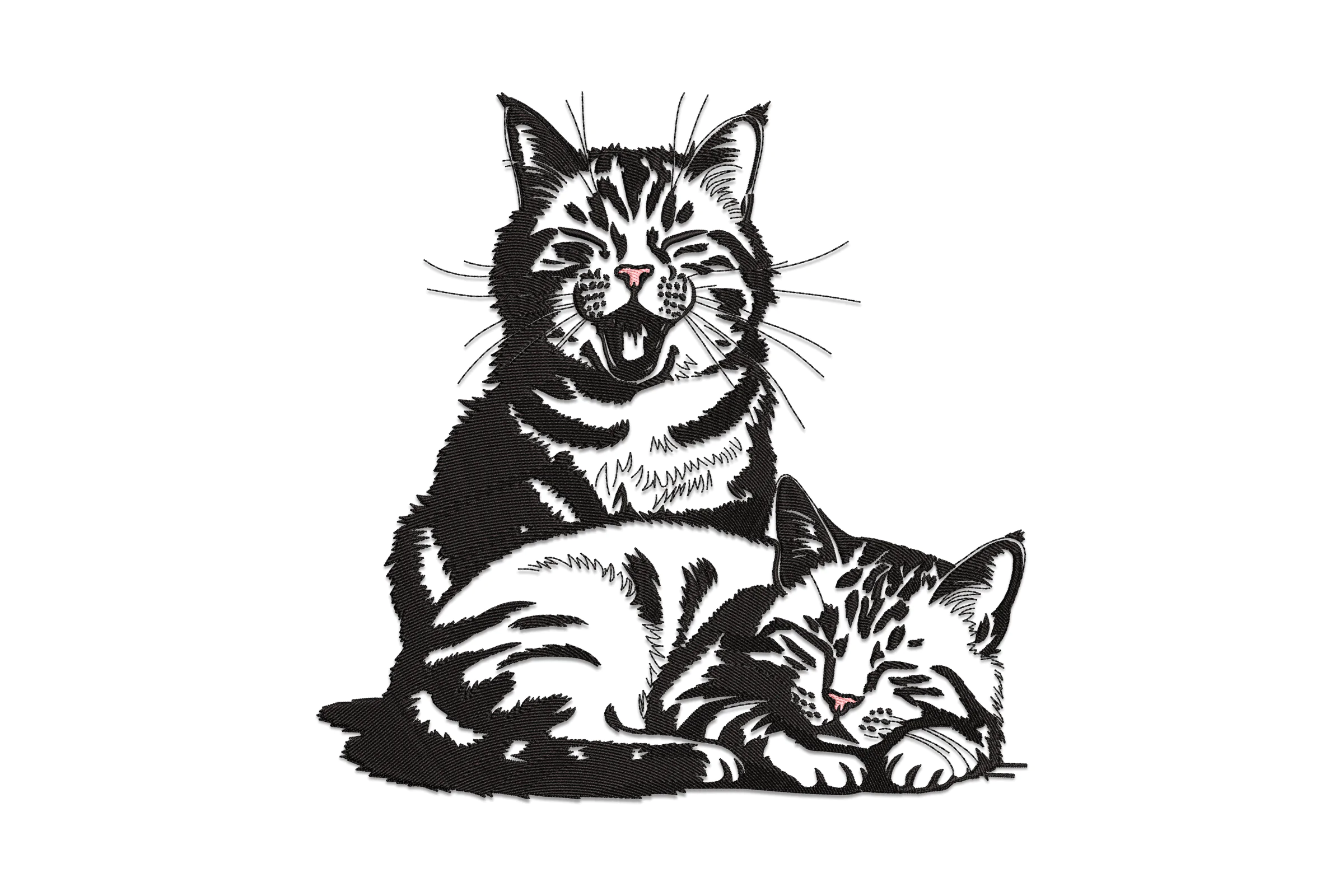 Pair Of Cats Sleeping Embroidery Design
