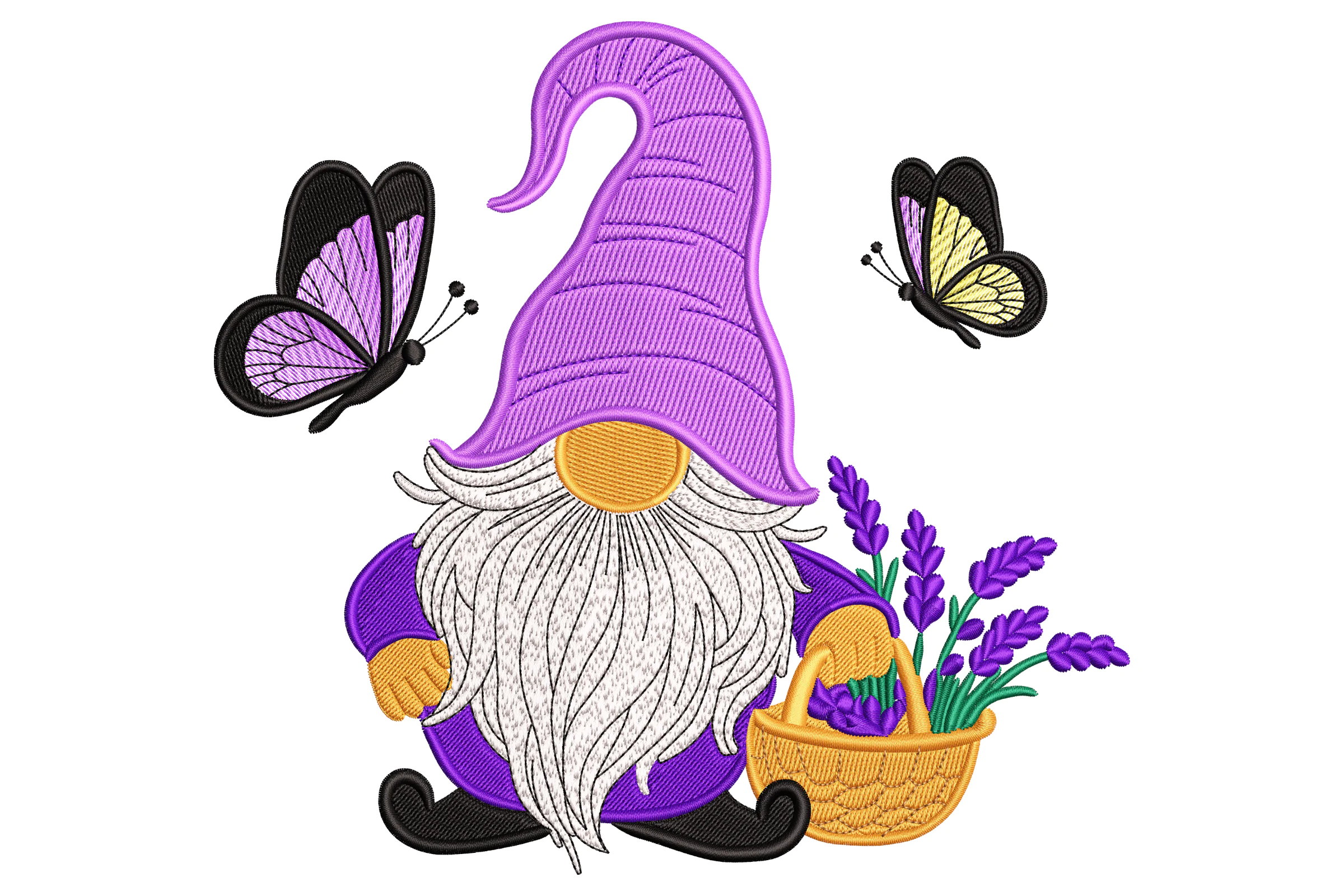 Lavender Gnome Embroidery Design