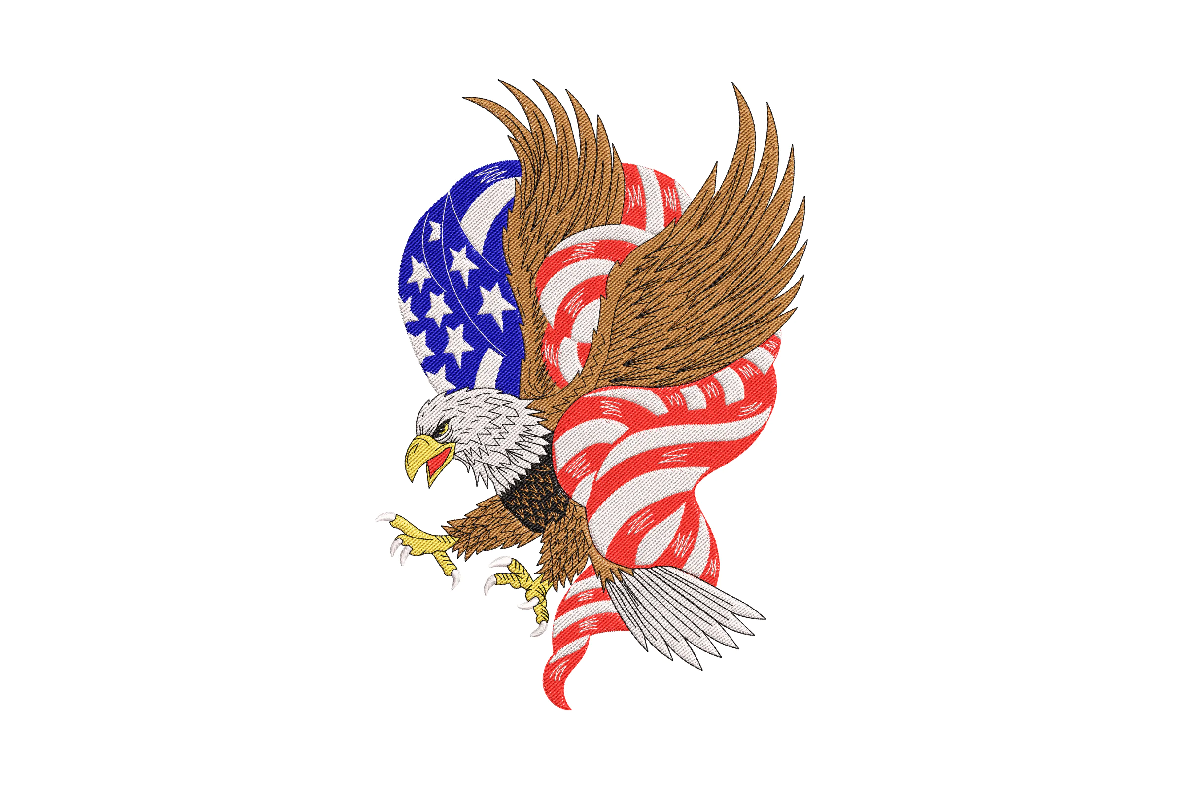 American Bald Eagle with USA Flag Embroidery Design