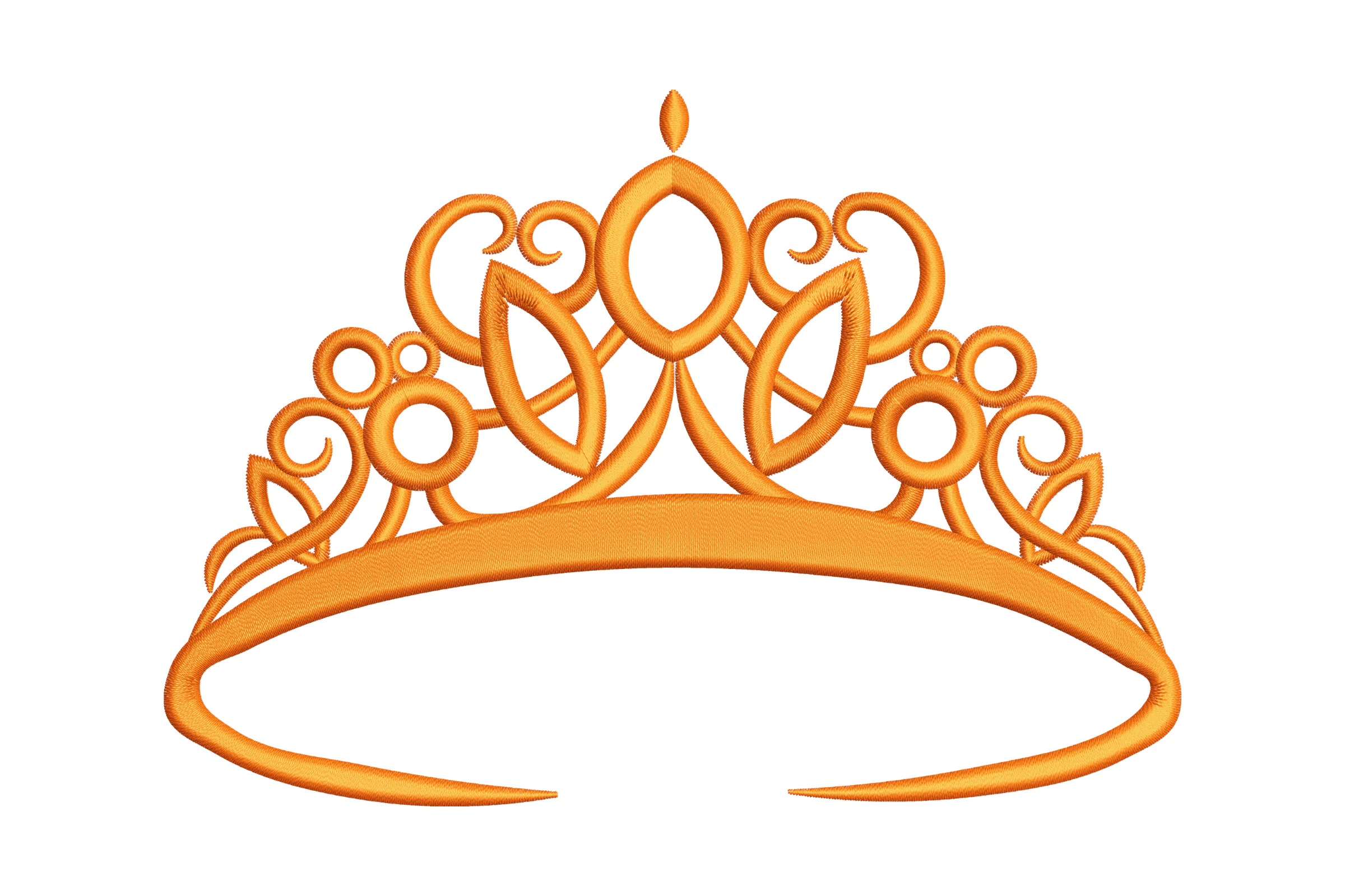Elegant Swirl Crown Tiara Embroidery Design