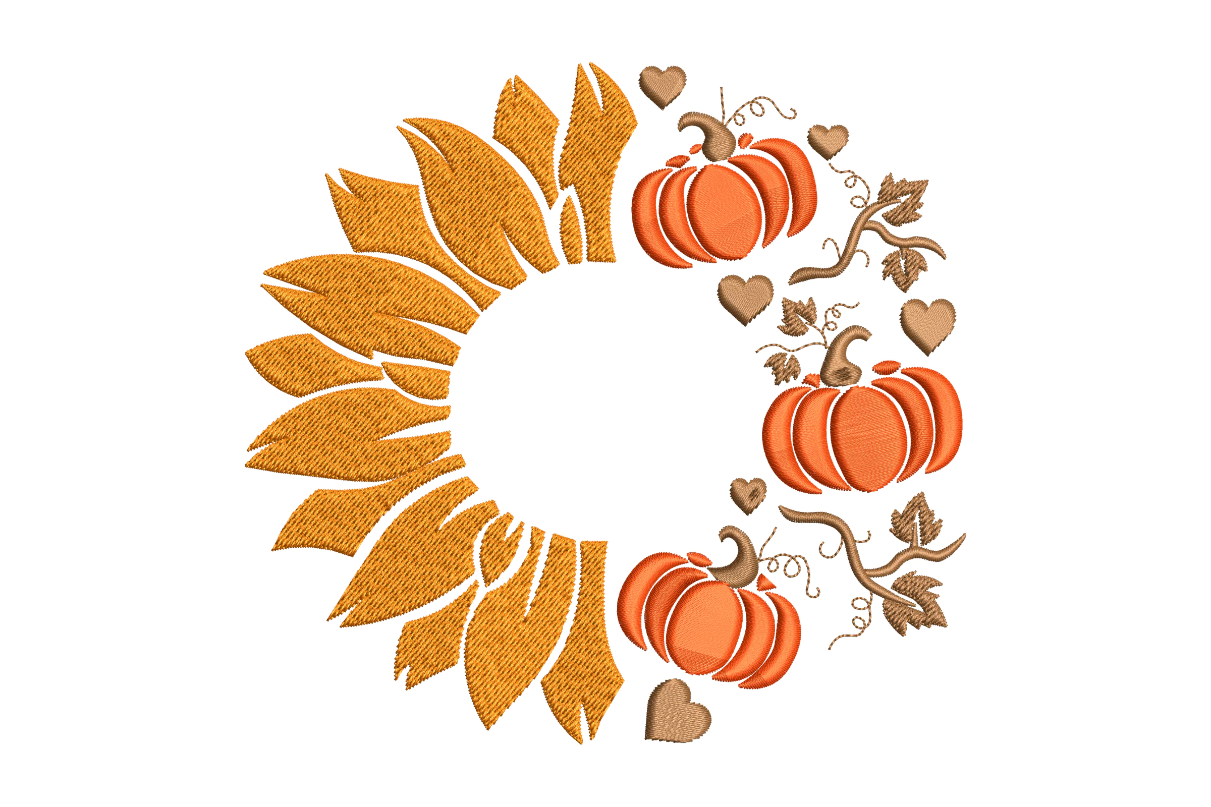 Sunflower With Pumpkin Embroidery Design