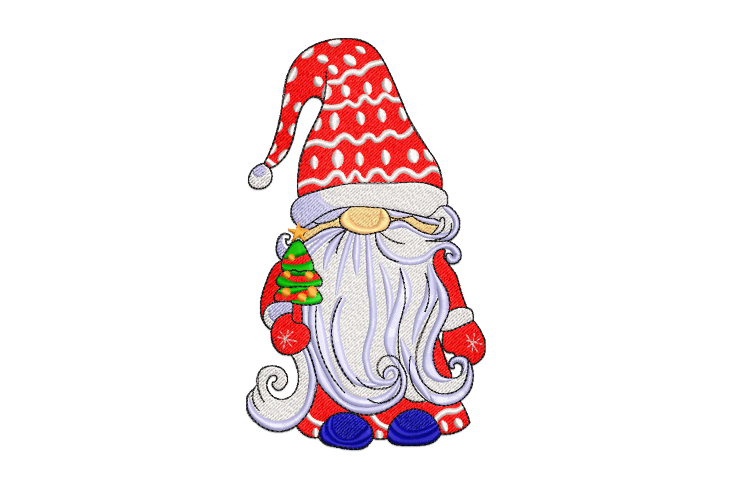 Christmas Gnome with Tree Embroidery Design