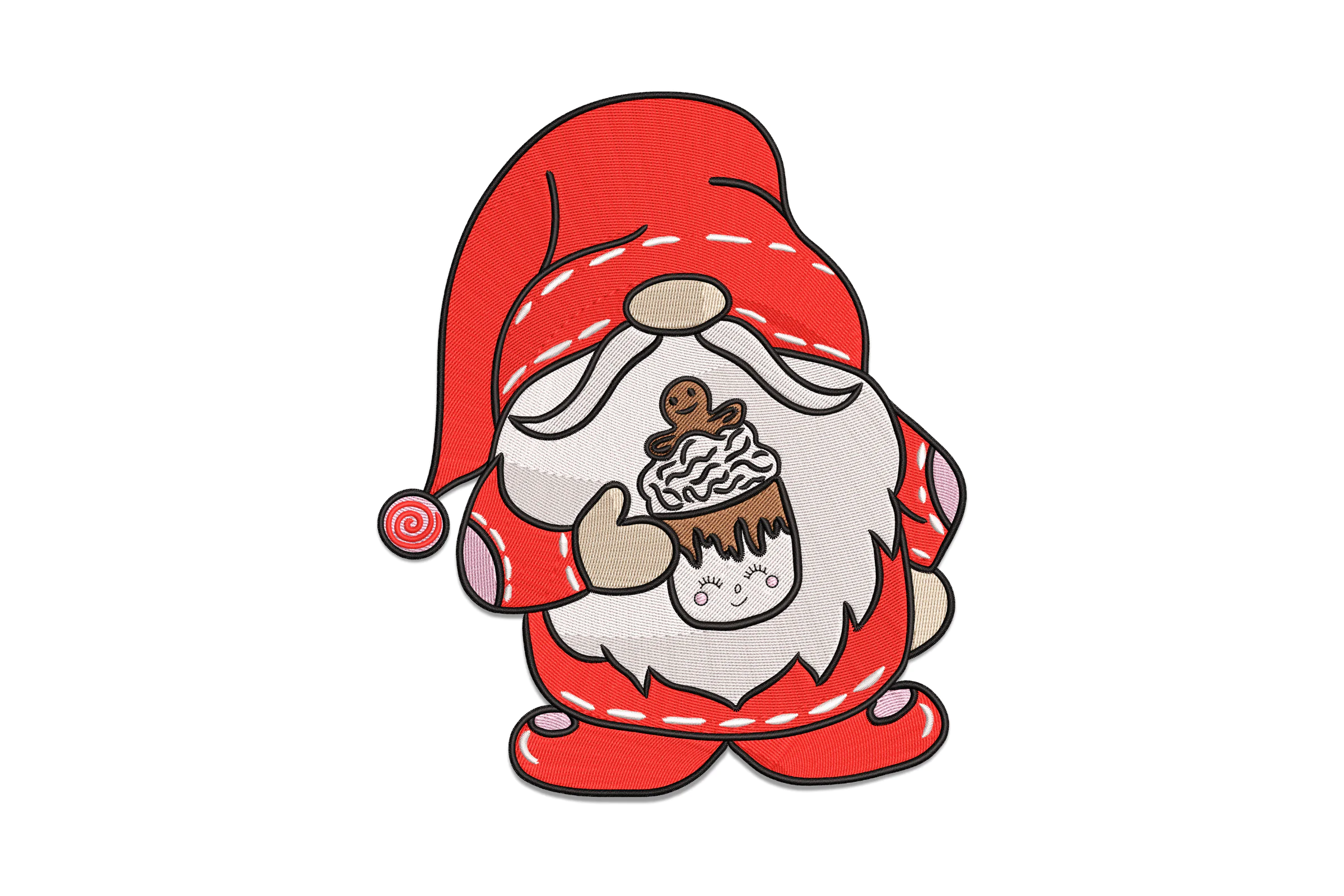 Gnome with Cocoa Cup Embroidery Design